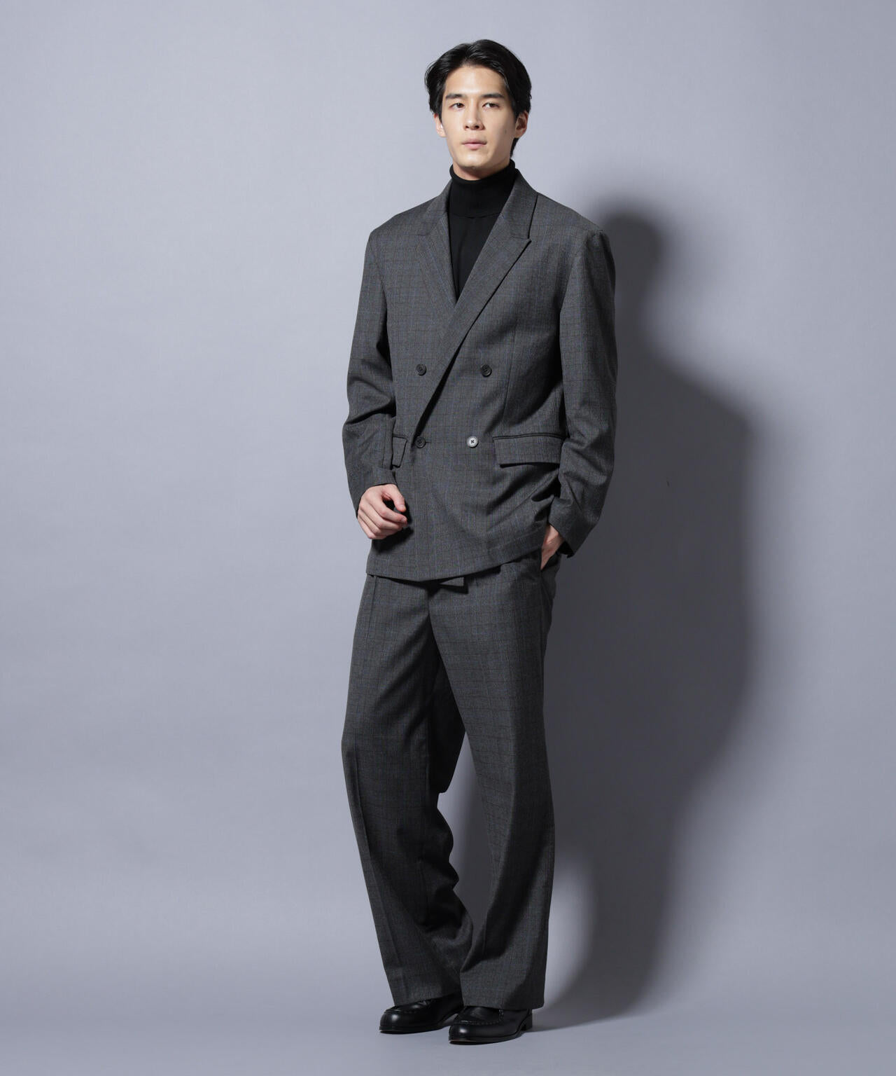 DELEGANTE グレンチェックW-Brethted ジャケット(セットアップ可) 6685216202