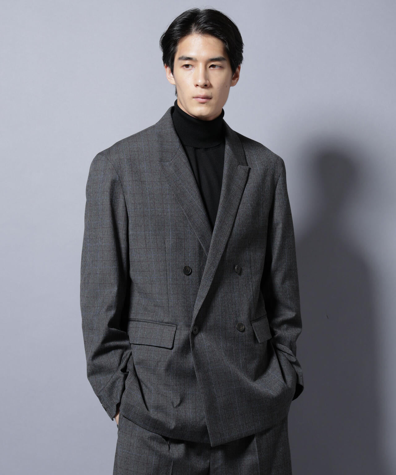 DELEGANTE グレンチェックW-Brethted ジャケット(セットアップ可) 6685216202