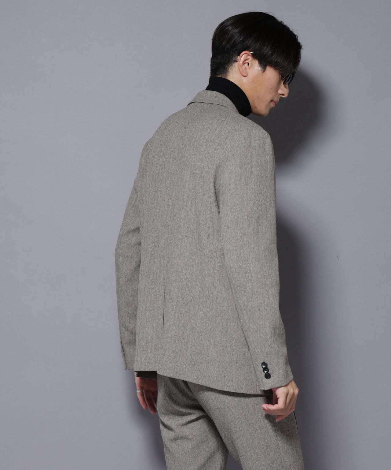 「N JACKET BASIC」 洗えるMIXツイードストレッチジャケット(セットアップ可) 6685217206
