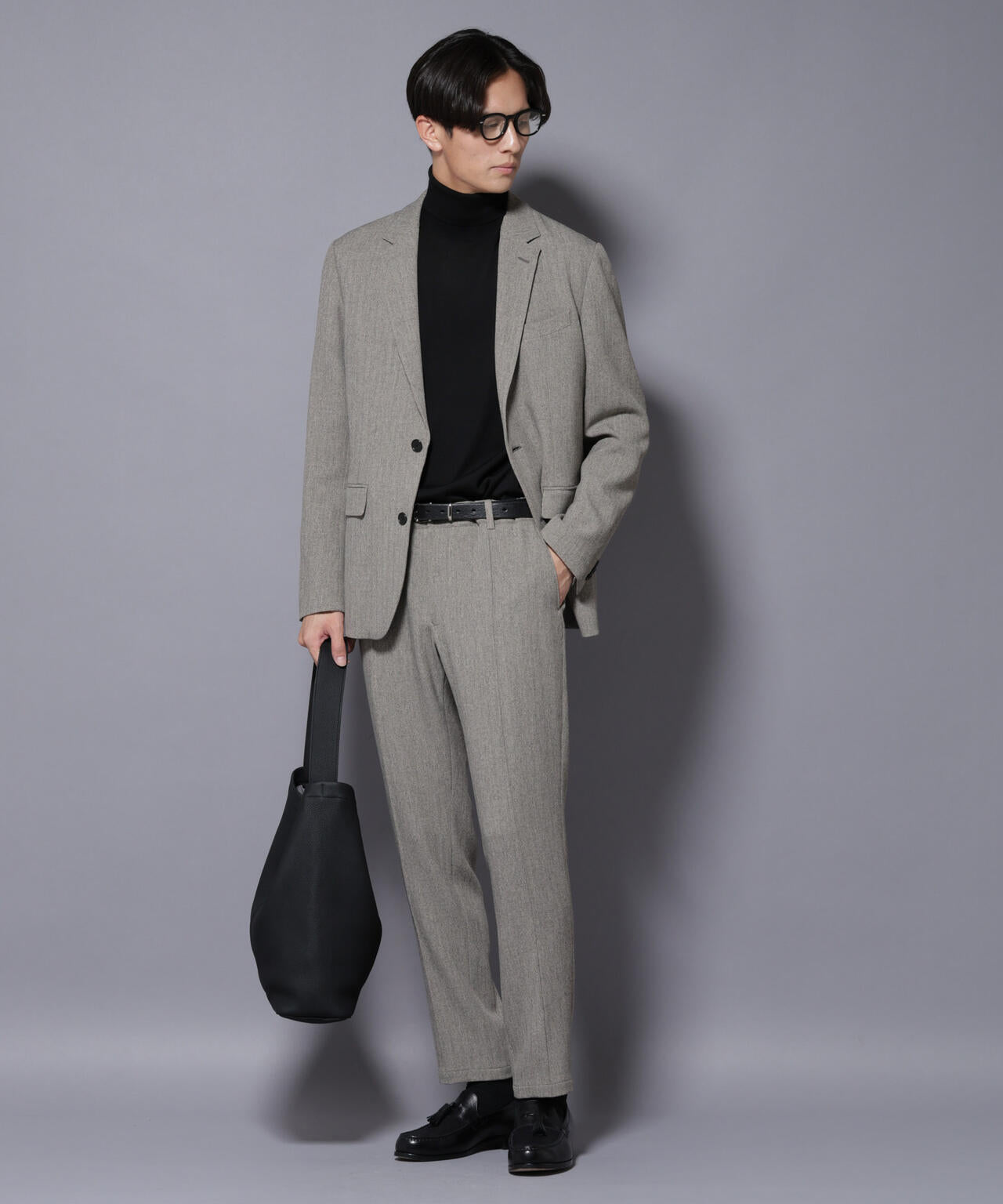 「N JACKET BASIC」 洗えるMIXツイードストレッチジャケット(セットアップ可) 6685217206