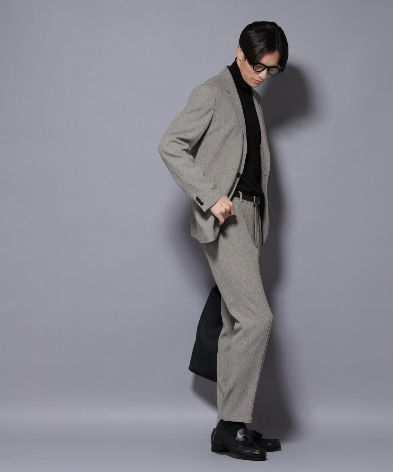 「N JACKET BASIC」 洗えるMIXツイードストレッチジャケット(セットアップ可) 6685217206