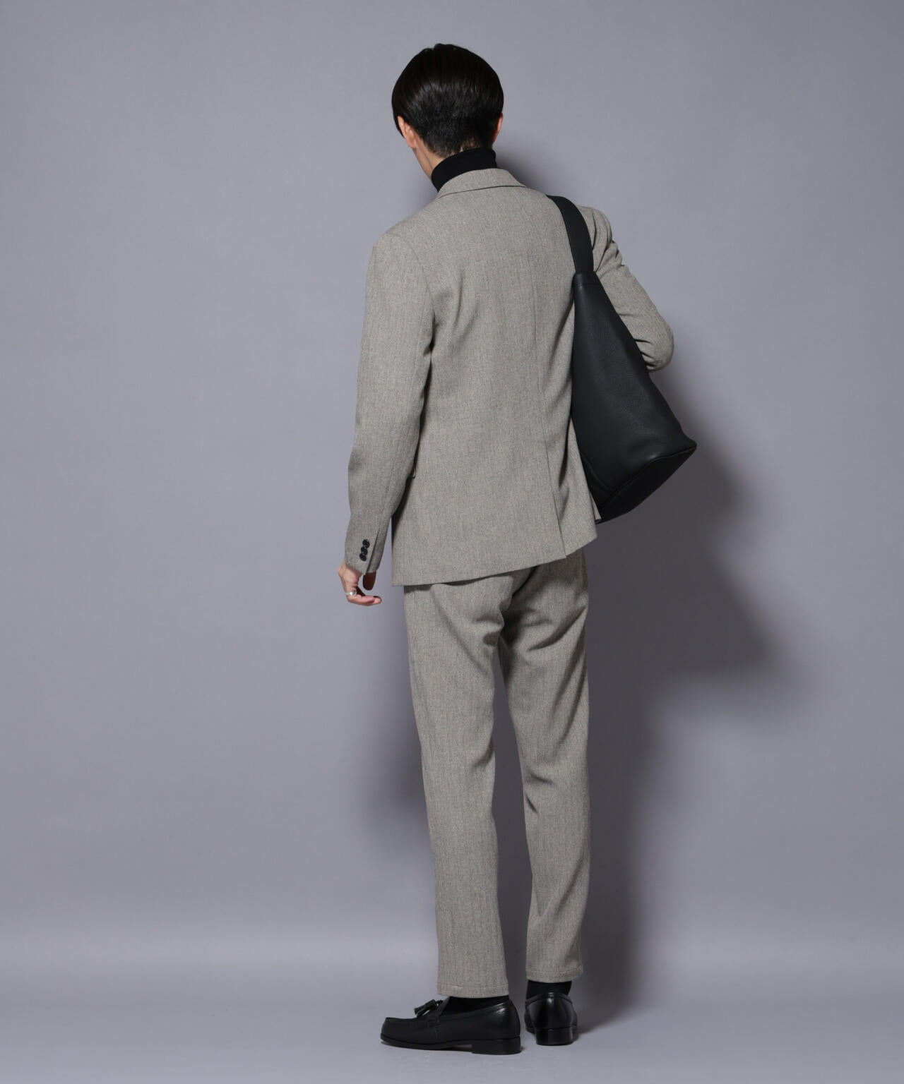 「N JACKET BASIC」 洗えるMIXツイードストレッチジャケット(セットアップ可) 6685217206