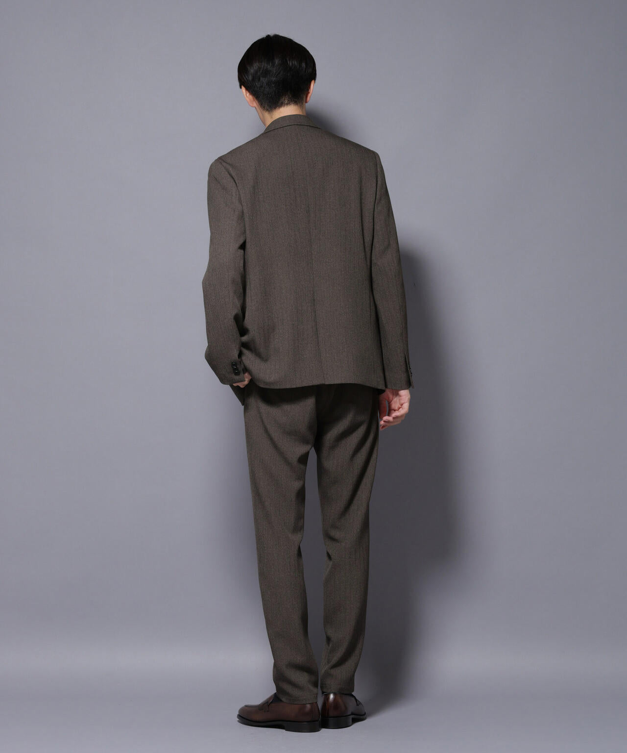 「N JACKET BASIC」 洗えるMIXツイードストレッチジャケット(セットアップ可) 6685217206
