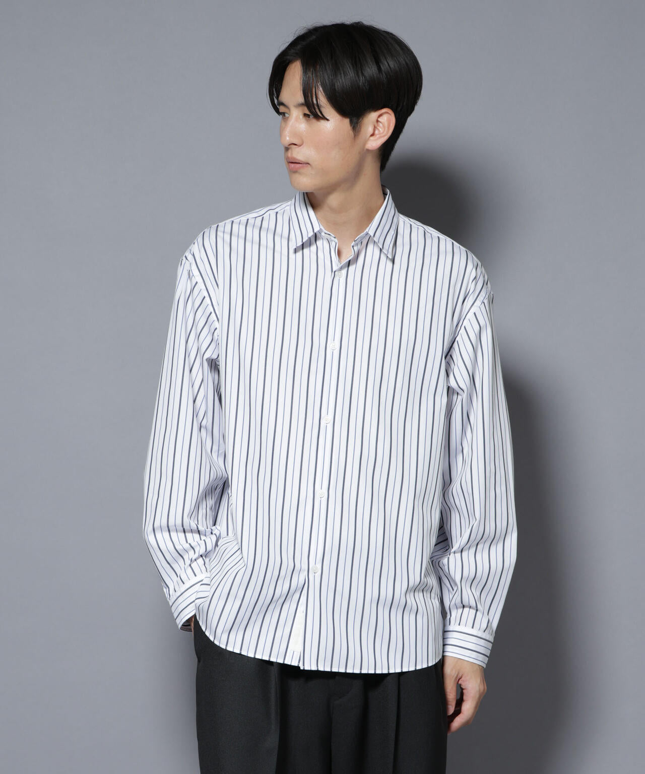 「大人のワイドシャツ」レギュラーカラー ストライプ長袖 6685220204