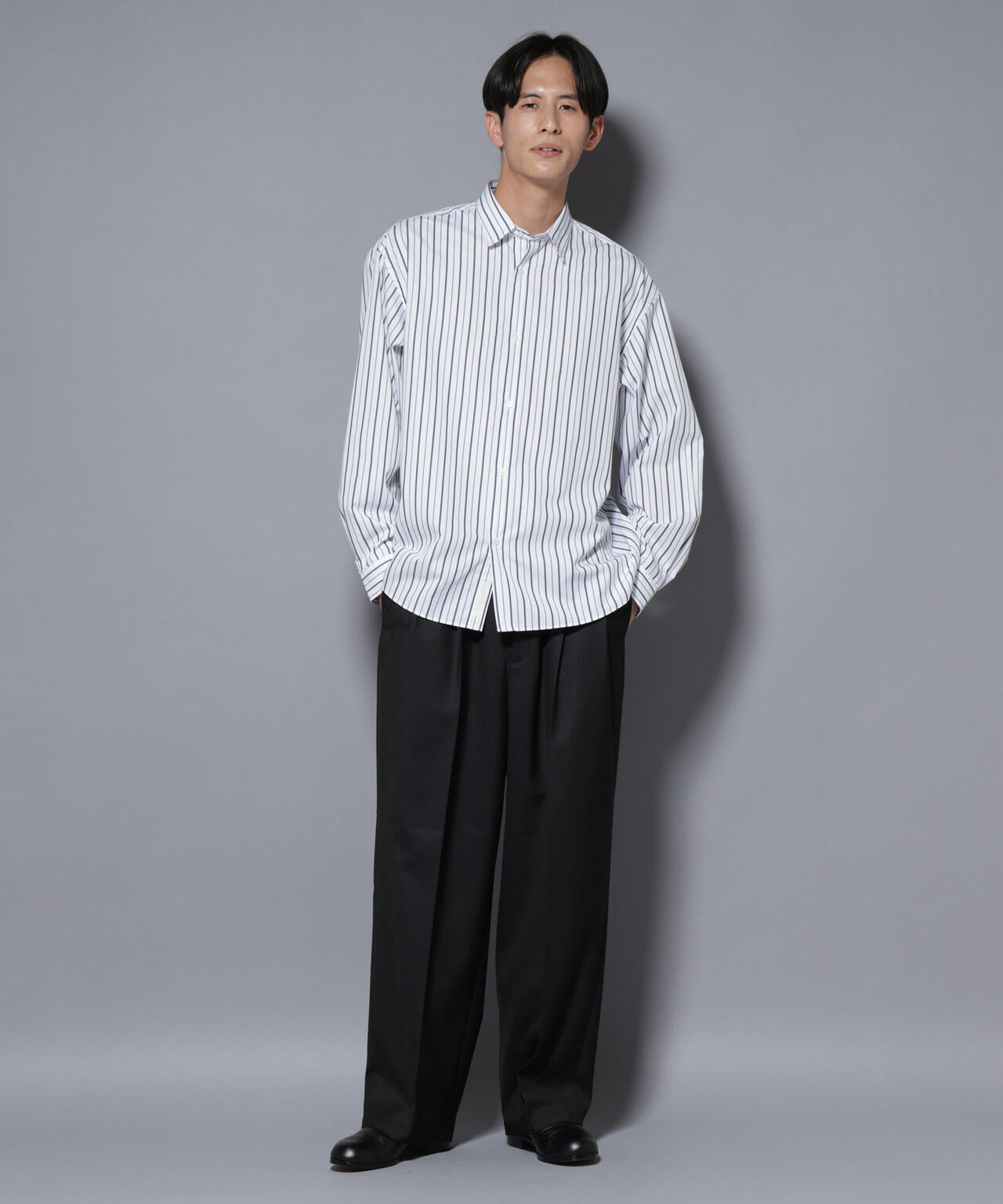 「大人のワイドシャツ」レギュラーカラー ストライプ長袖 6685220204