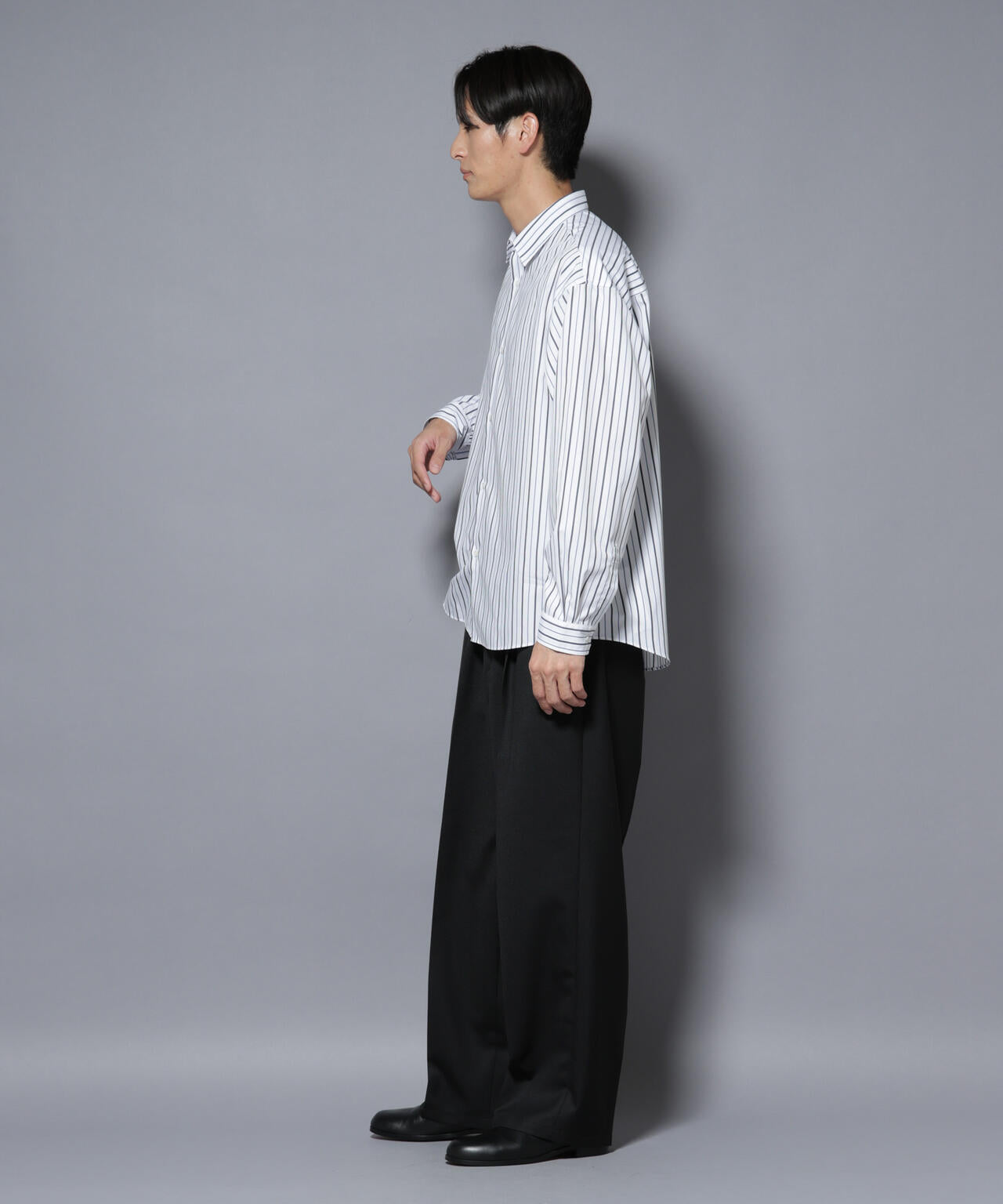 「大人のワイドシャツ」レギュラーカラー ストライプ長袖 6685220204
