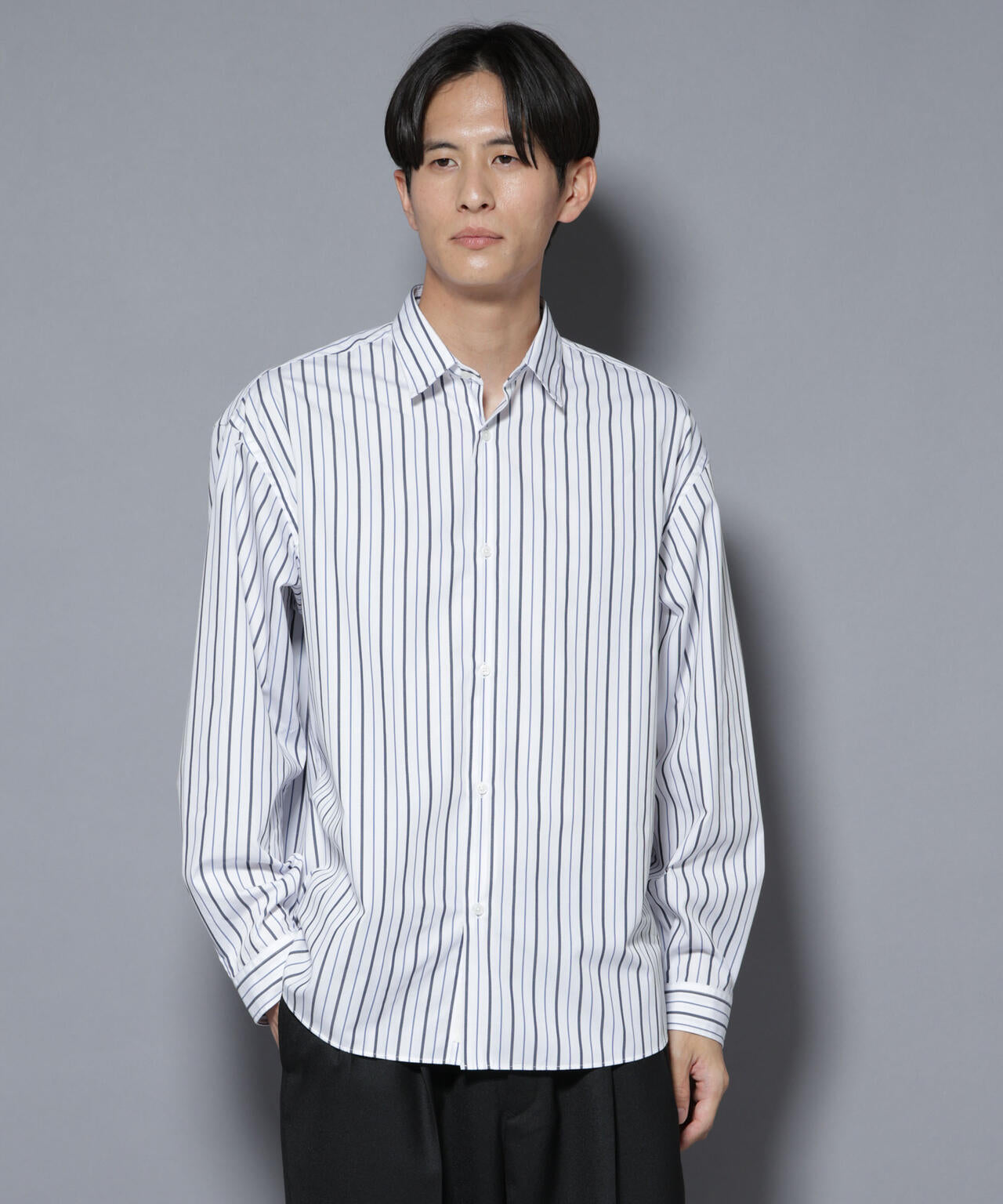 「大人のワイドシャツ」レギュラーカラー ストライプ長袖 6685220204