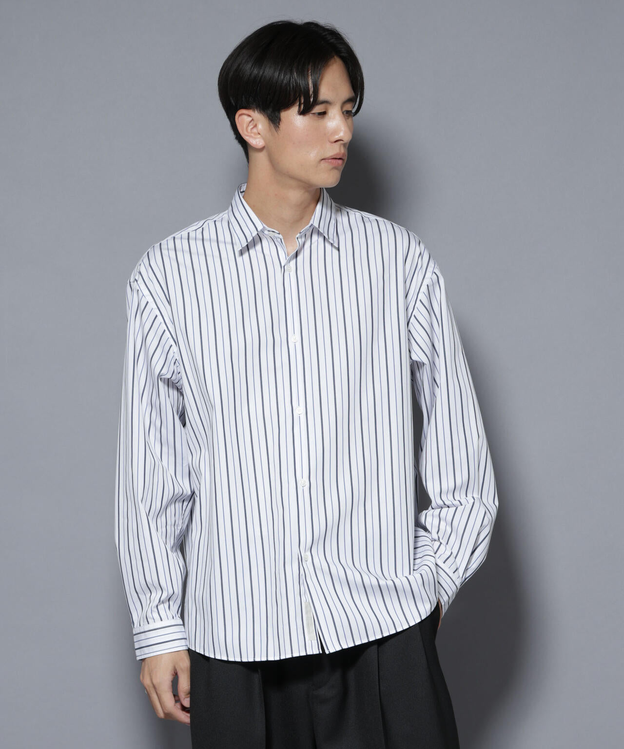 「大人のワイドシャツ」レギュラーカラー ストライプ長袖 6685220204