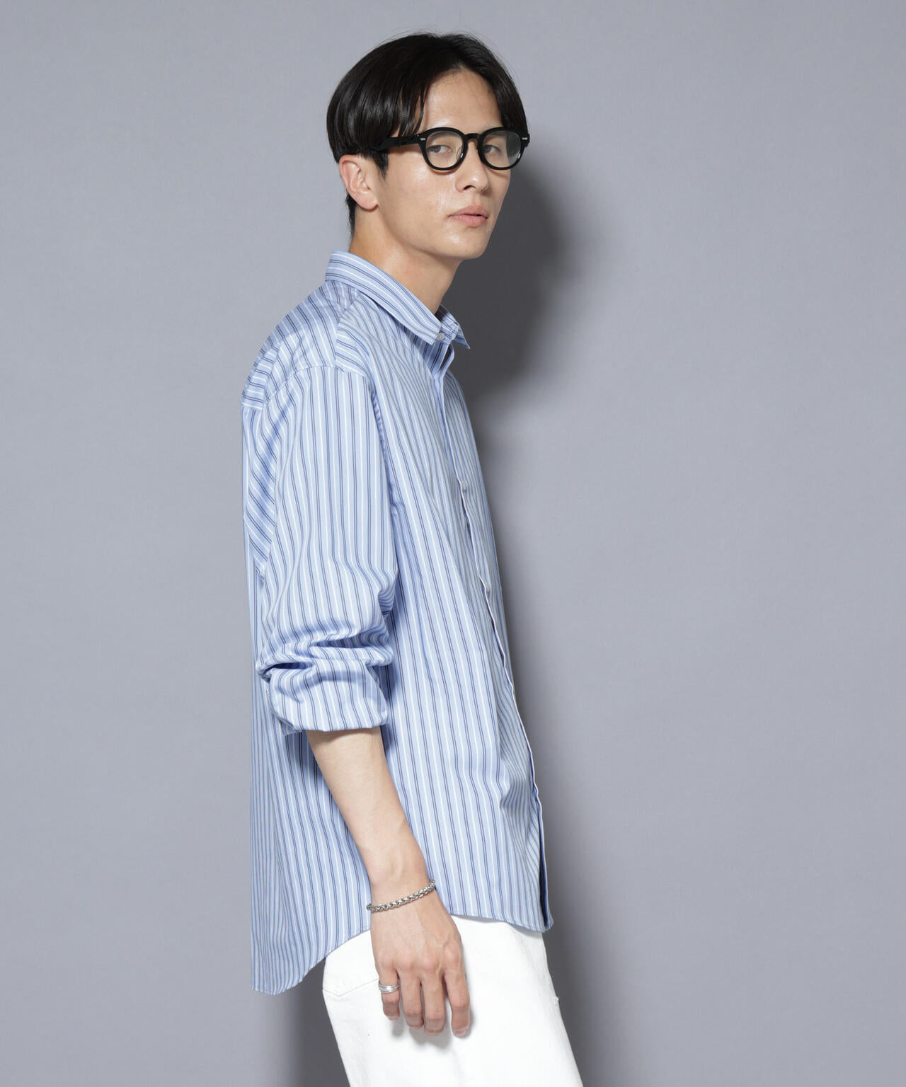 「大人のワイドシャツ」レギュラーカラー ストライプ長袖 6685220204