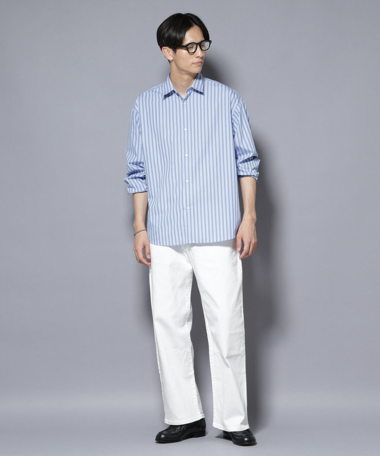 「大人のワイドシャツ」レギュラーカラー ストライプ長袖 6685220204