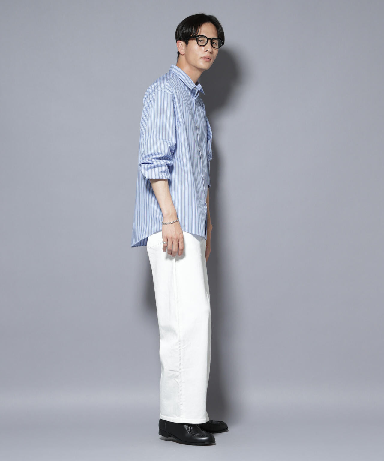 「大人のワイドシャツ」レギュラーカラー ストライプ長袖 6685220204