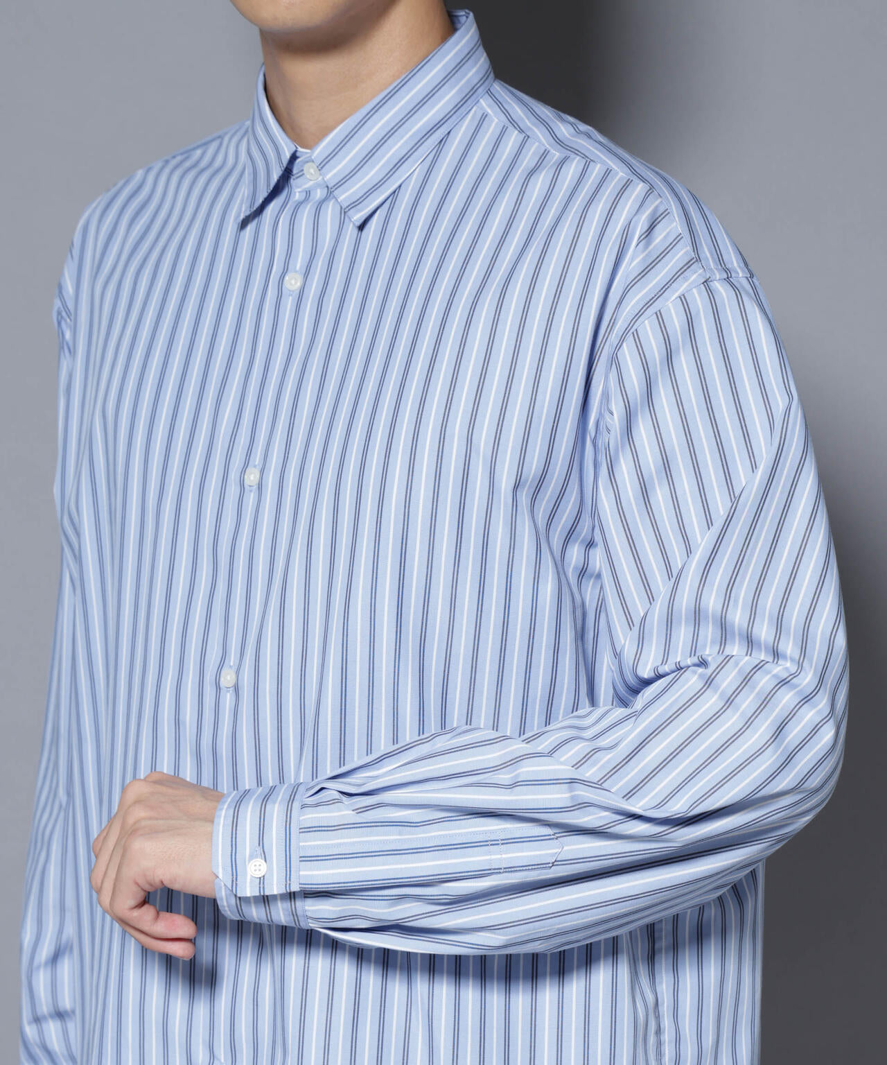 「大人のワイドシャツ」レギュラーカラー ストライプ長袖 6685220204