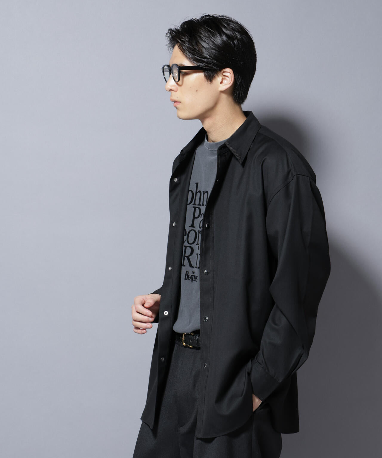 トリプルステッチ パールドットオーバーシャツ 6685220206