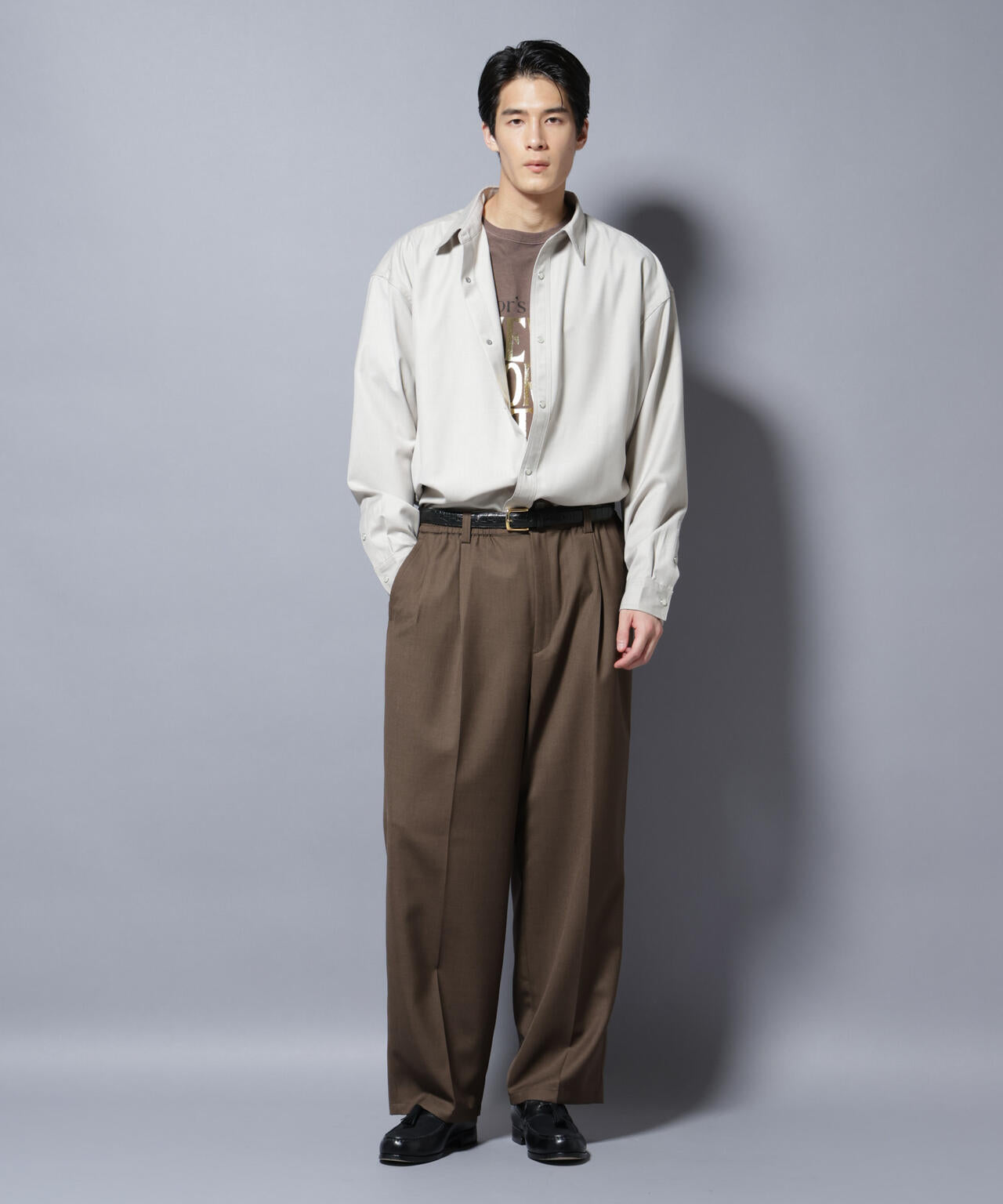 トリプルステッチ パールドットオーバーシャツ 6685220206