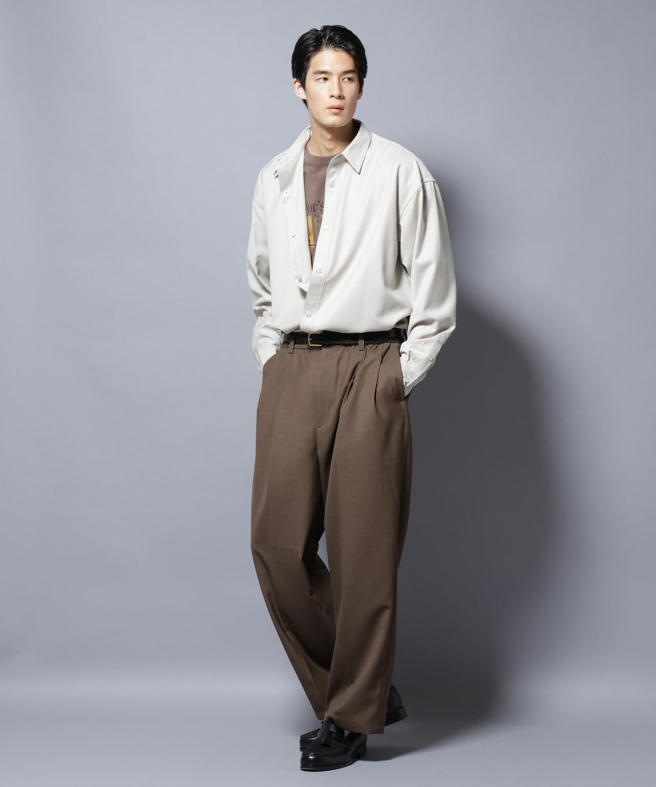 トリプルステッチ パールドットオーバーシャツ 6685220206