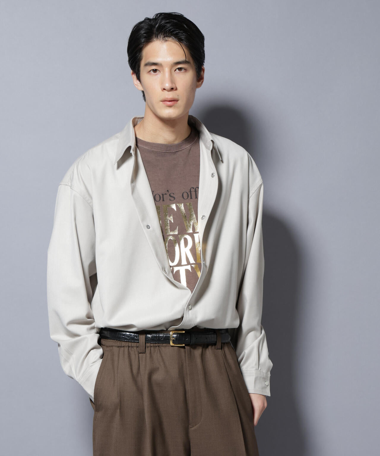 トリプルステッチ パールドットオーバーシャツ 6685220206