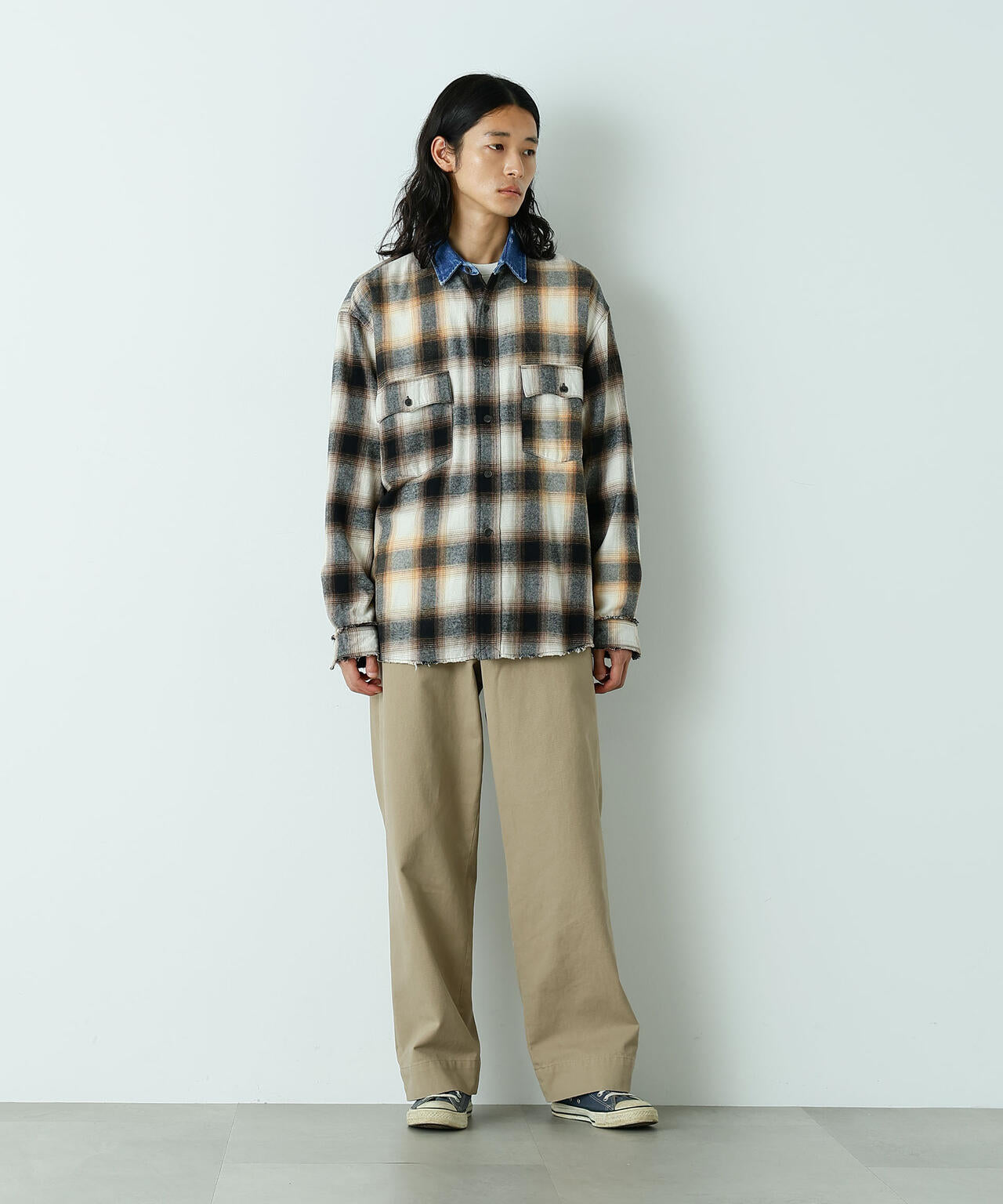 「HOTEL PALACE」 ヴィンテージライクオンブレチェックネルシャツ 6685220212