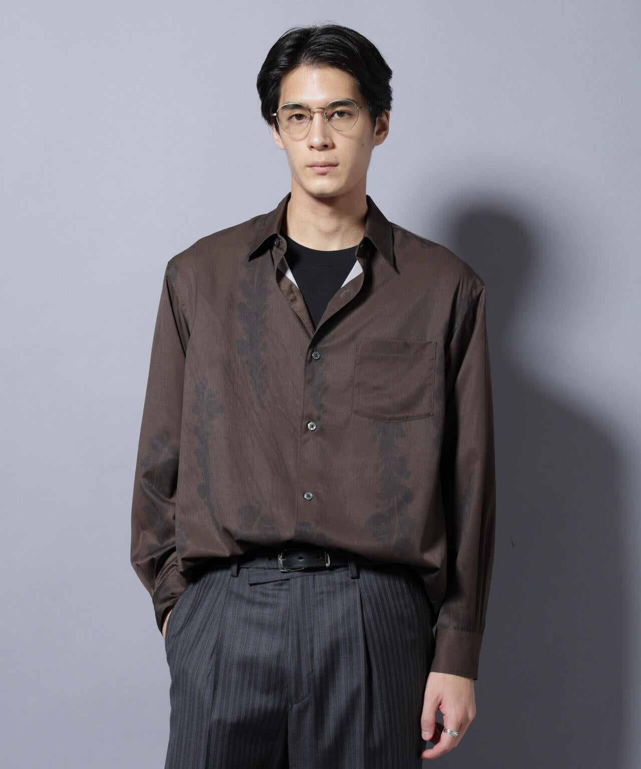 「EDITORIAL PRINT」シルキータッチシャツ 6685220215