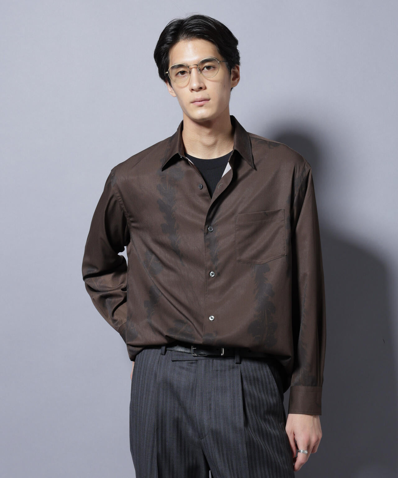 「EDITORIAL PRINT」シルキータッチシャツ 6685220215