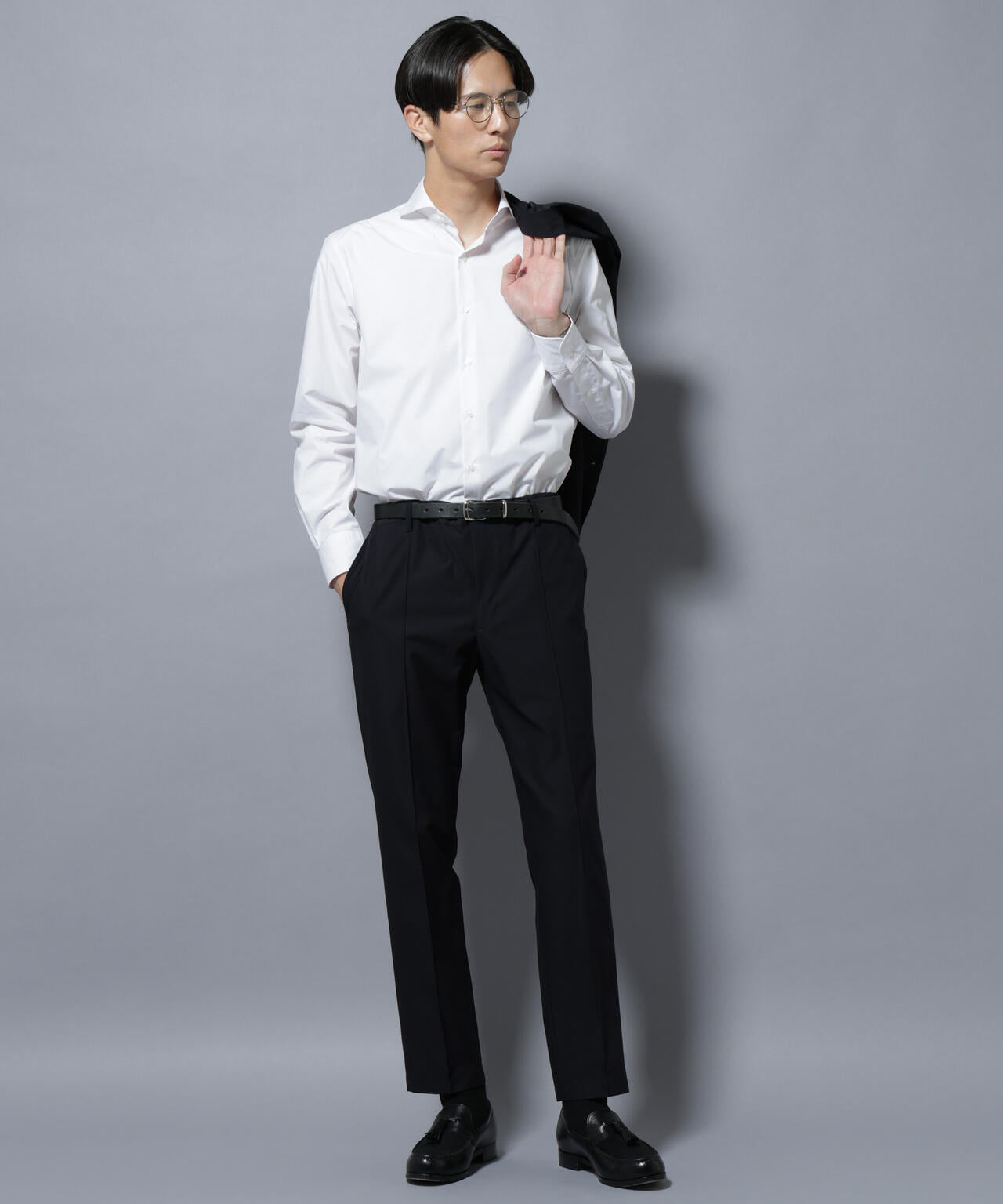 「N shirt」Anti Soaked(R)汗染み防止ホリゾンタルカラーシャツ長袖 6685220219
