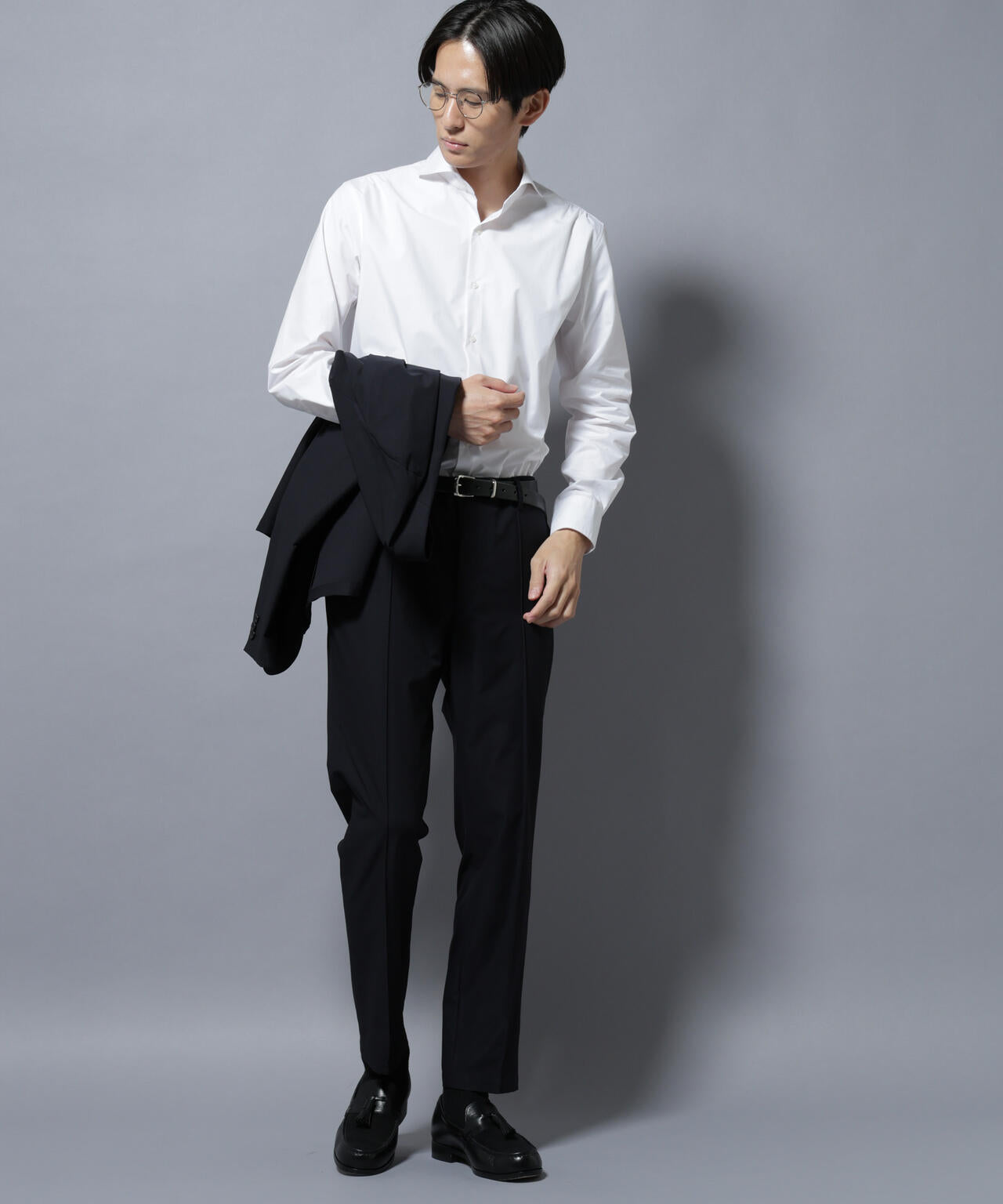 「N shirt」Anti Soaked(R)汗染み防止ホリゾンタルカラーシャツ長袖 6685220219