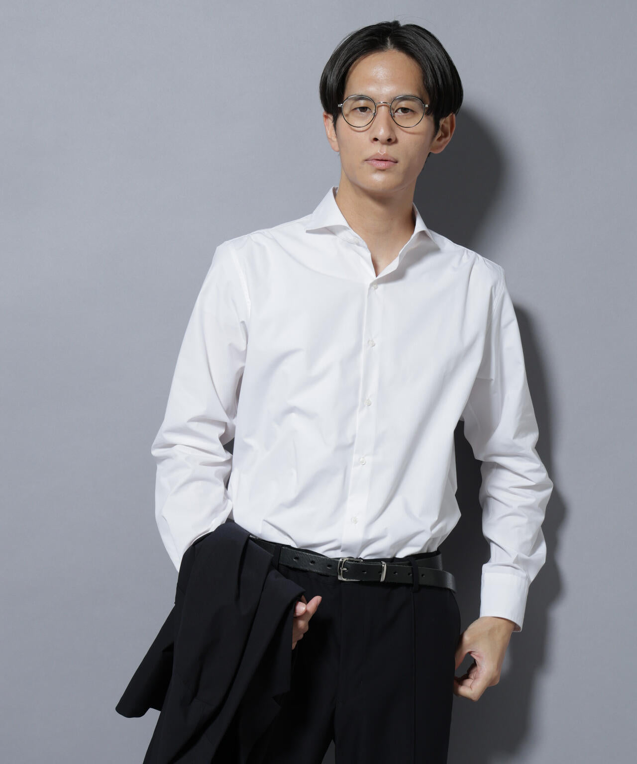 「N shirt」Anti Soaked(R)汗染み防止ホリゾンタルカラーシャツ長袖 6685220219