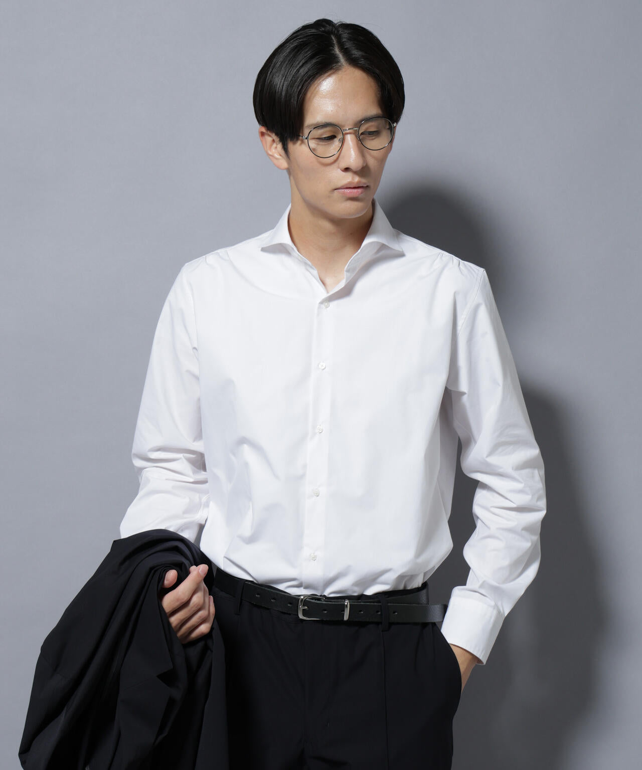 「N shirt」Anti Soaked(R)汗染み防止ホリゾンタルカラーシャツ長袖 6685220219
