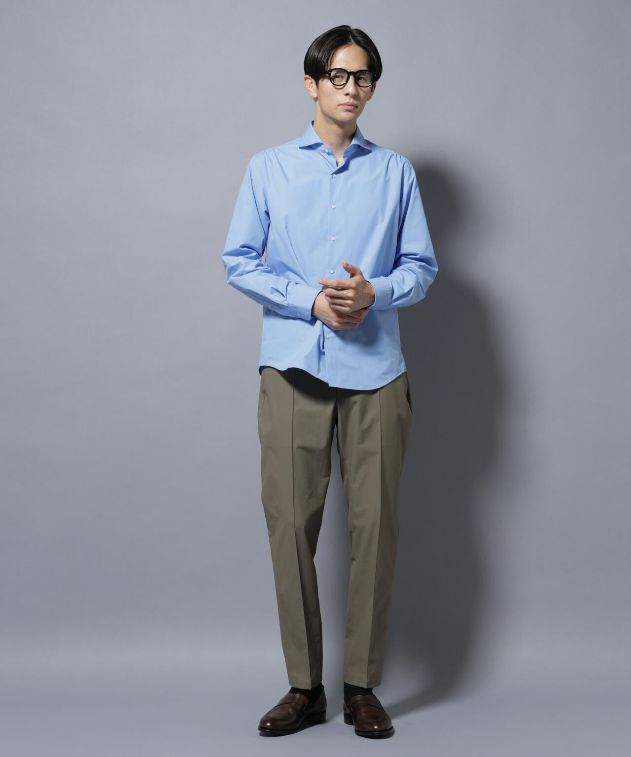 「N shirt」Anti Soaked(R)汗染み防止ホリゾンタルカラーシャツ長袖 6685220219