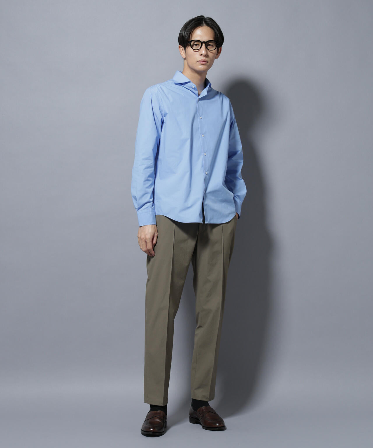 「N shirt」Anti Soaked(R)汗染み防止ホリゾンタルカラーシャツ長袖 6685220219