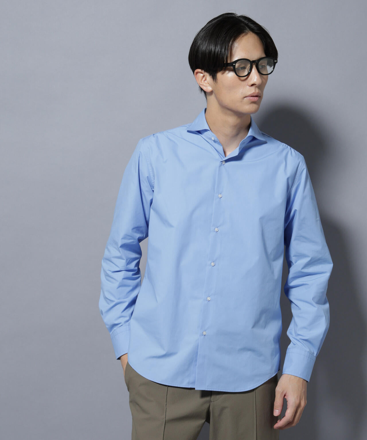 「N shirt」Anti Soaked(R)汗染み防止ホリゾンタルカラーシャツ長袖 6685220219