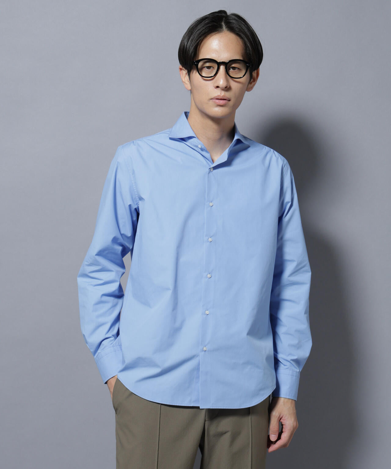 「N shirt」Anti Soaked(R)汗染み防止ホリゾンタルカラーシャツ長袖 6685220219