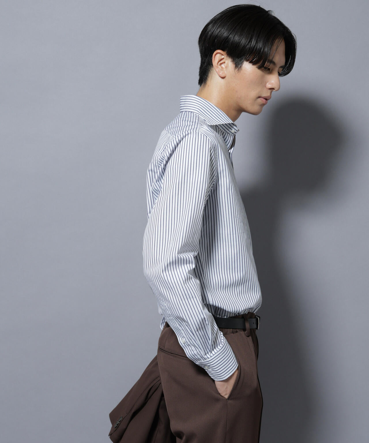 「N shirt」Anti Soaked(R)汗染み防止ホリゾンタルカラーシャツ長袖 6685220219