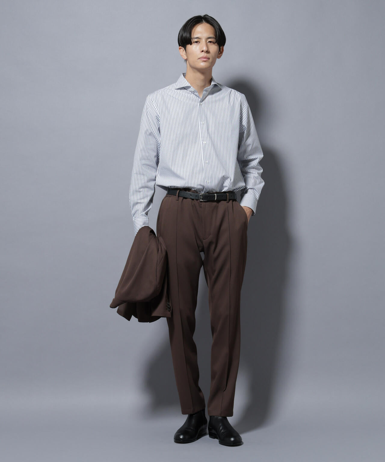 「N shirt」Anti Soaked(R)汗染み防止ホリゾンタルカラーシャツ長袖 6685220219