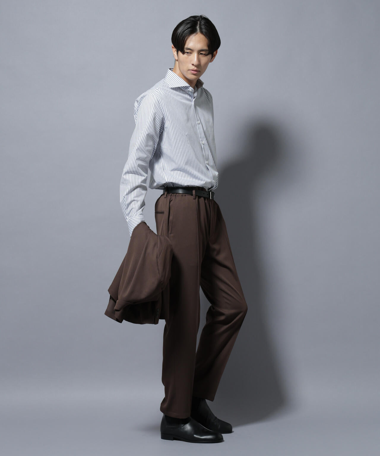 「N shirt」Anti Soaked(R)汗染み防止ホリゾンタルカラーシャツ長袖 6685220219