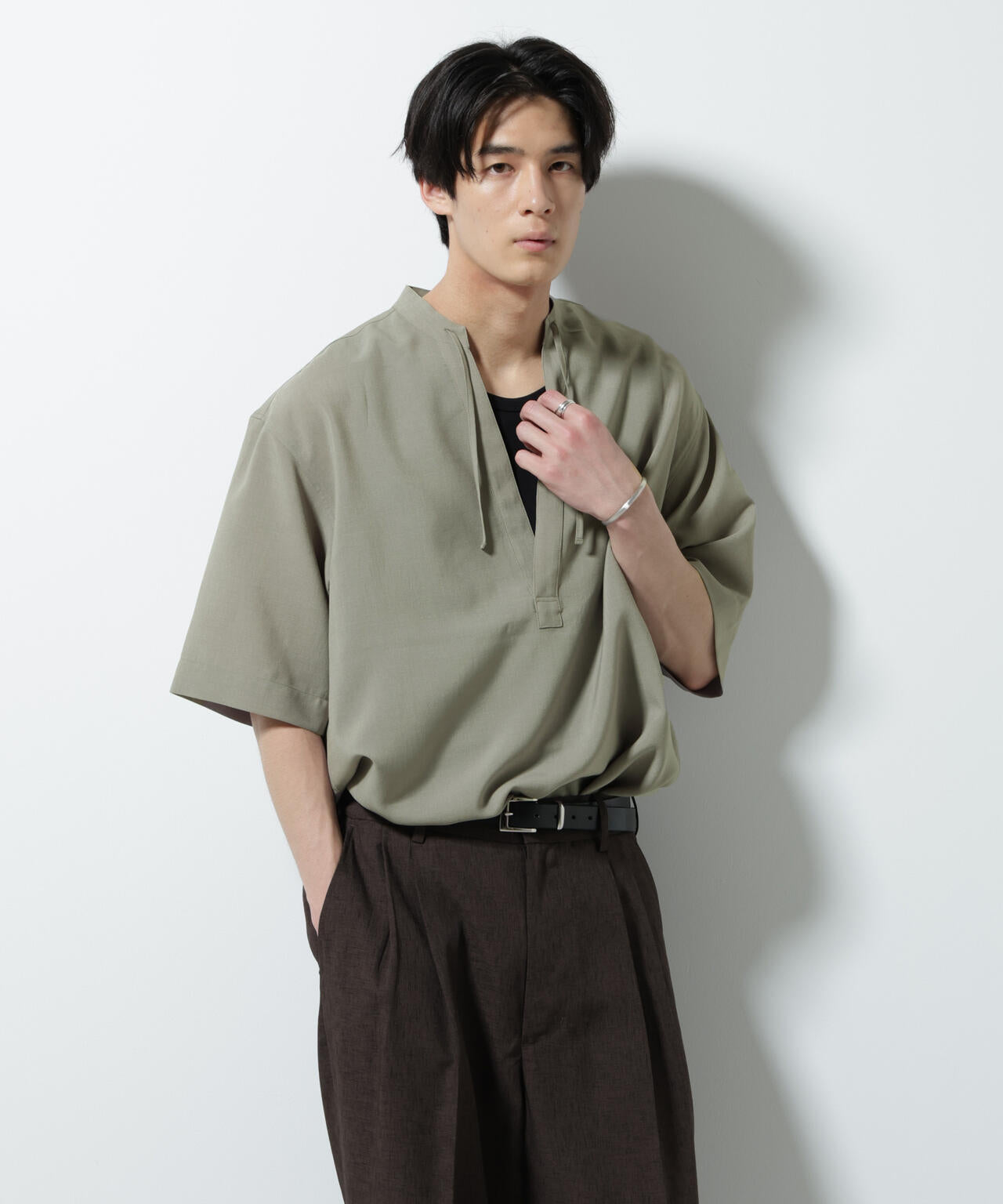 メランジドライプルオーバーシャツ(セットアップ可) 6685221203