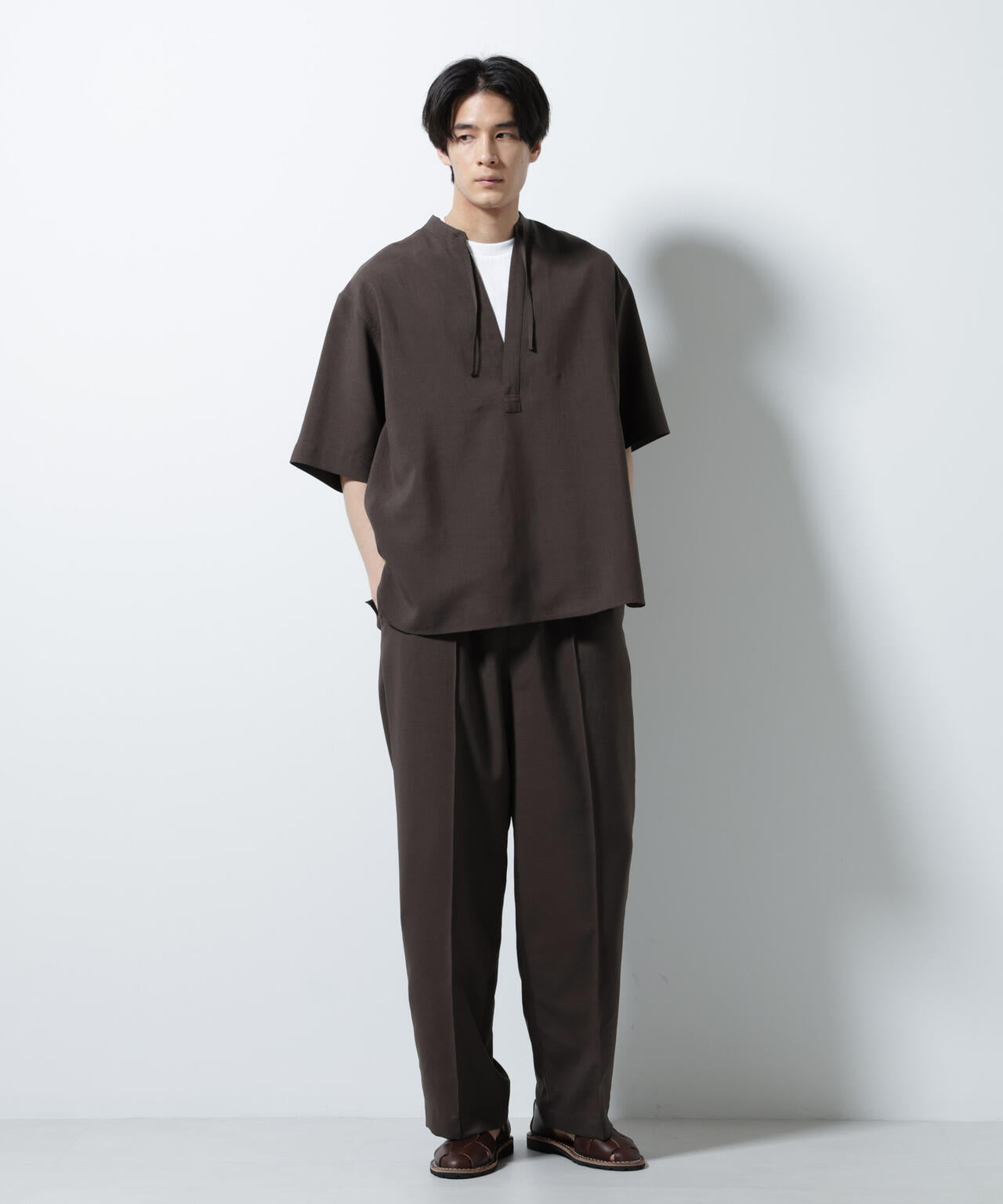 メランジドライプルオーバーシャツ(セットアップ可) 6685221203