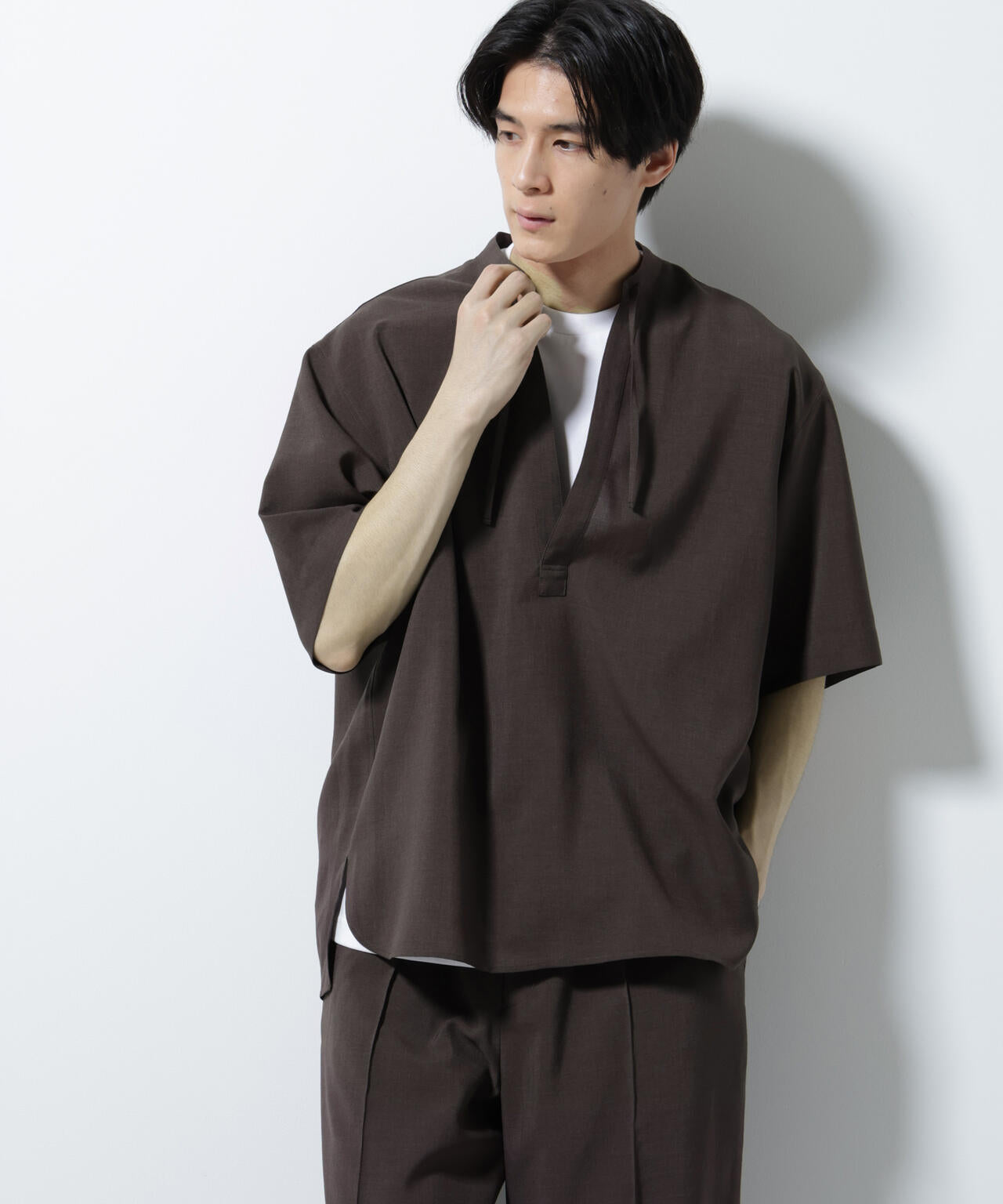 メランジドライプルオーバーシャツ(セットアップ可) 6685221203