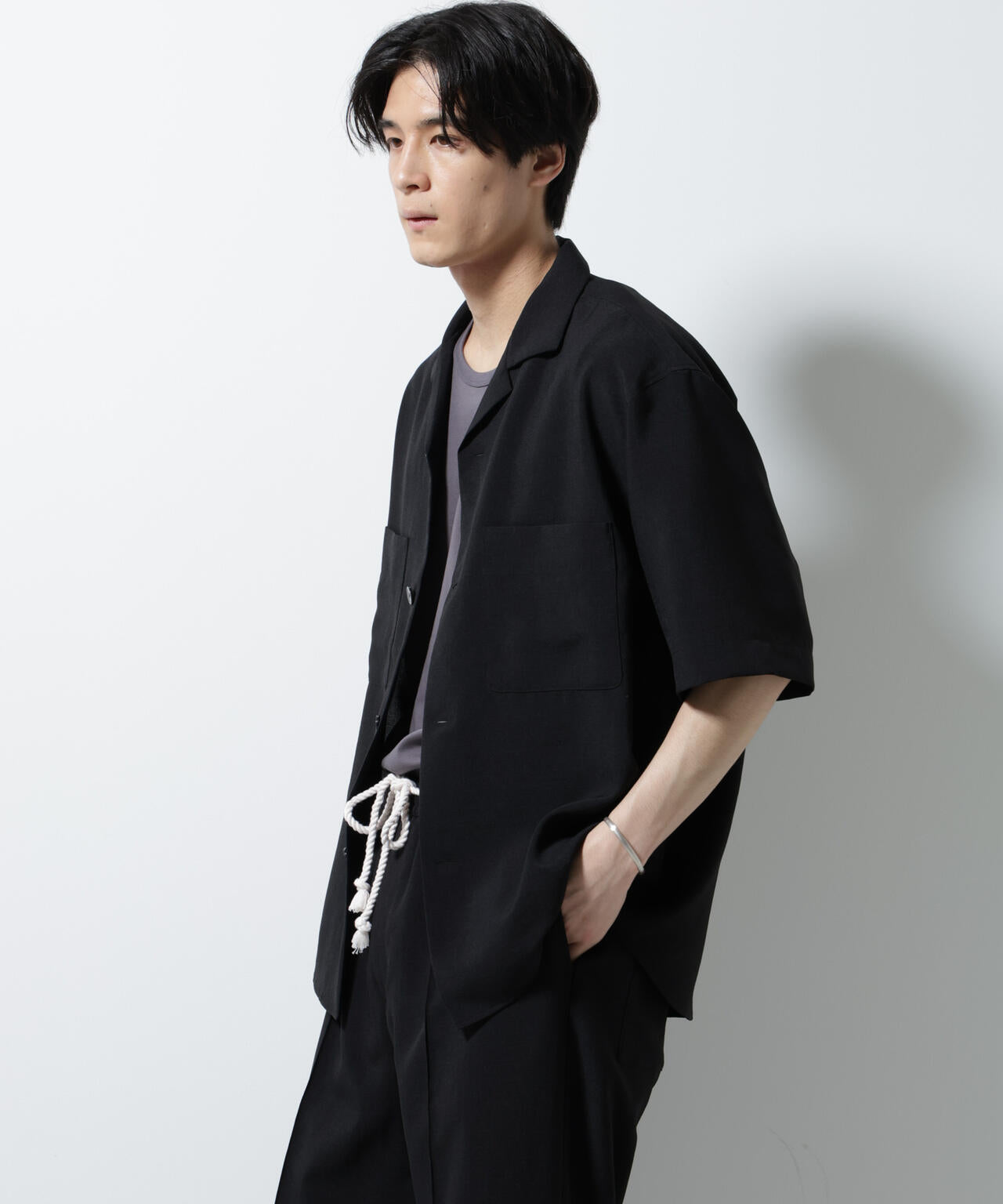 メランジドライオープンカラーシャツ(セットアップ可) 6685221204