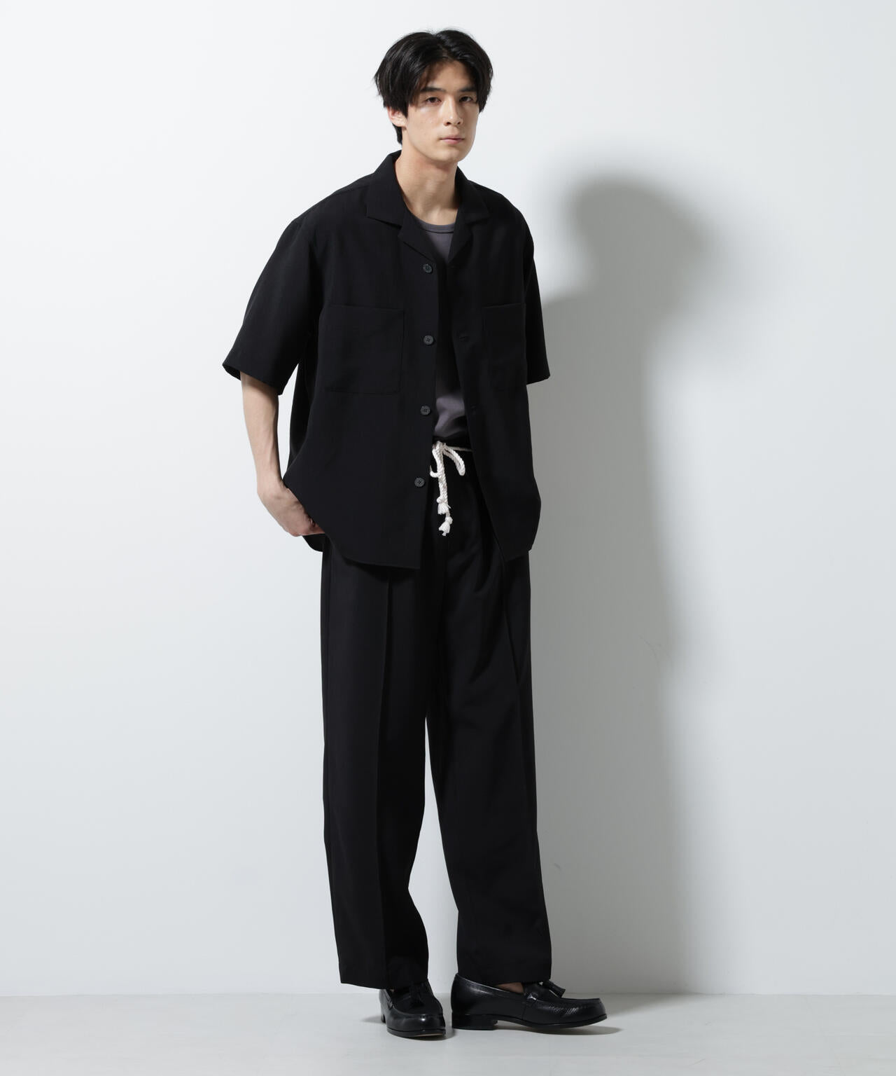 メランジドライオープンカラーシャツ(セットアップ可) 6685221204