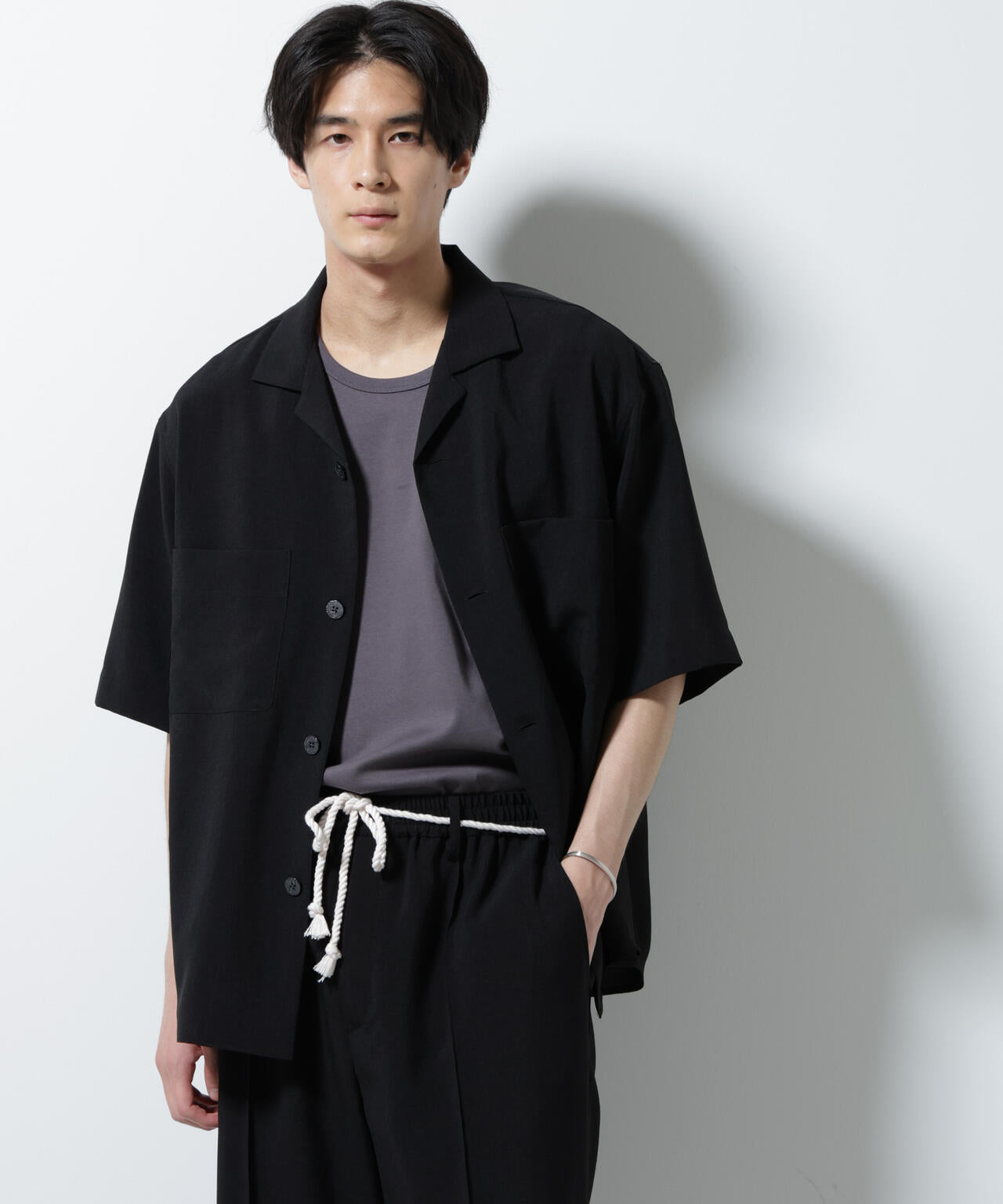 メランジドライオープンカラーシャツ(セットアップ可) 6685221204