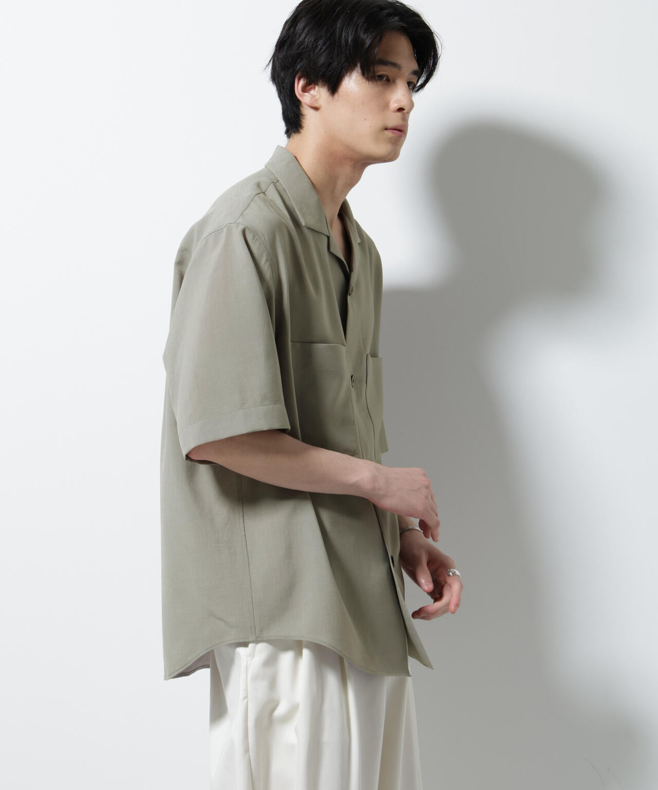 メランジドライオープンカラーシャツ(セットアップ可) 6685221204