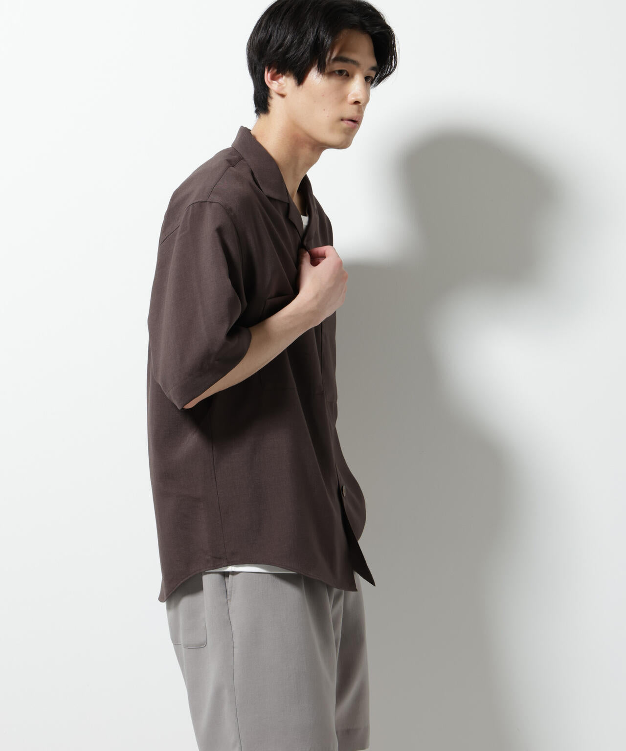 メランジドライオープンカラーシャツ(セットアップ可) 6685221204