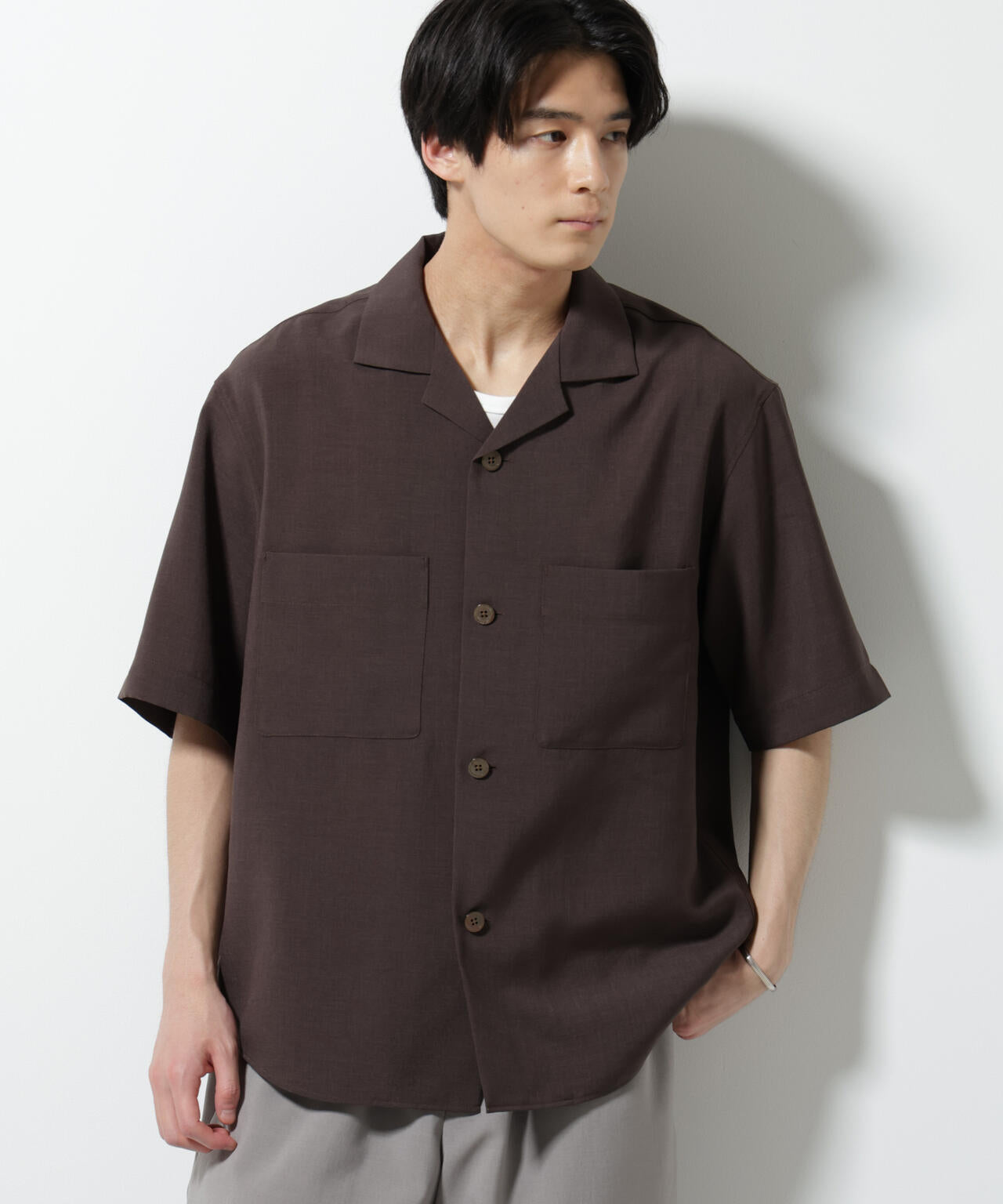 メランジドライオープンカラーシャツ(セットアップ可) 6685221204