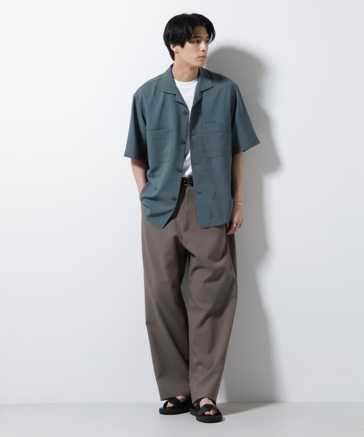 メランジドライオープンカラーシャツ(セットアップ可) 6685221204