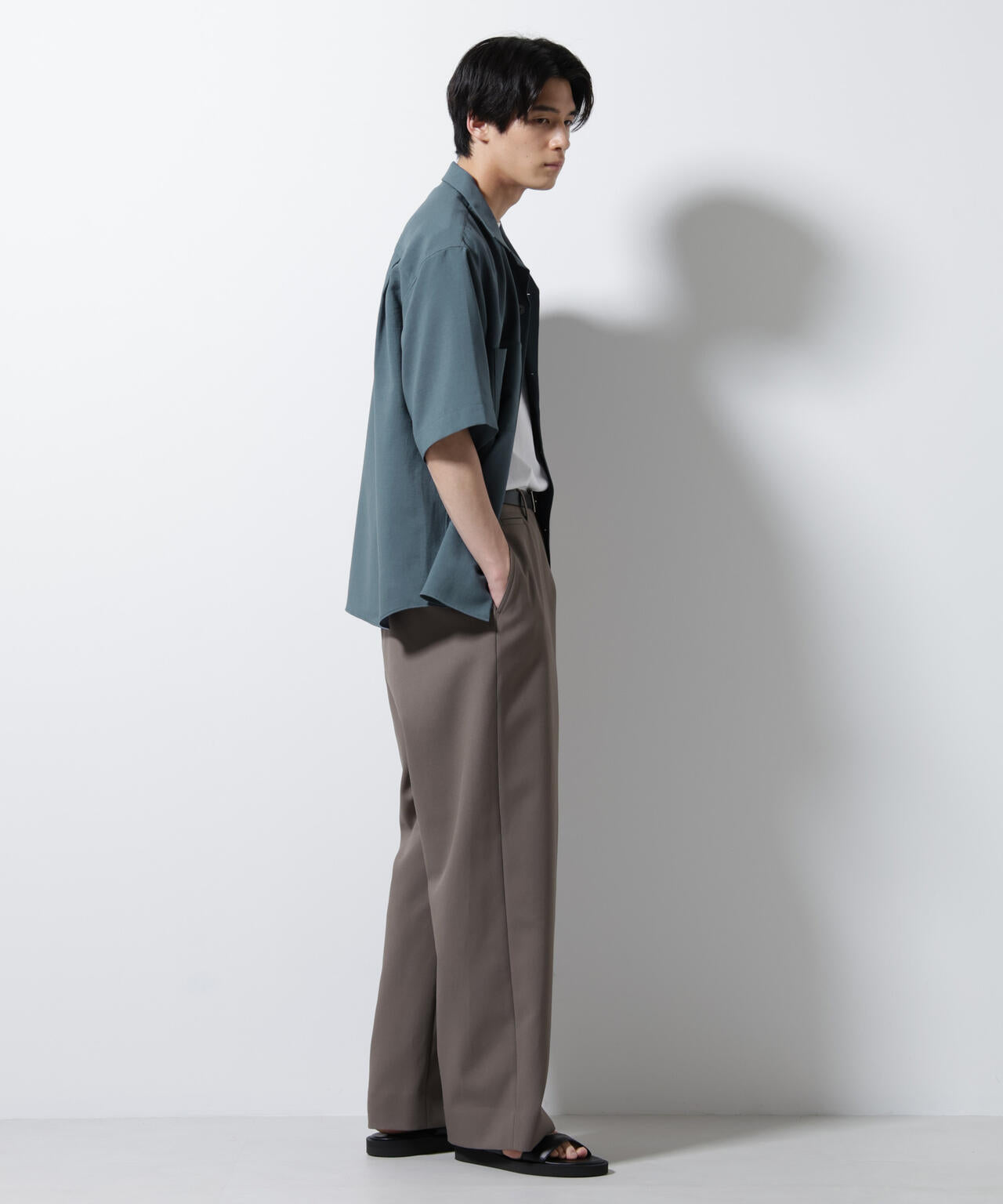 メランジドライオープンカラーシャツ(セットアップ可) 6685221204