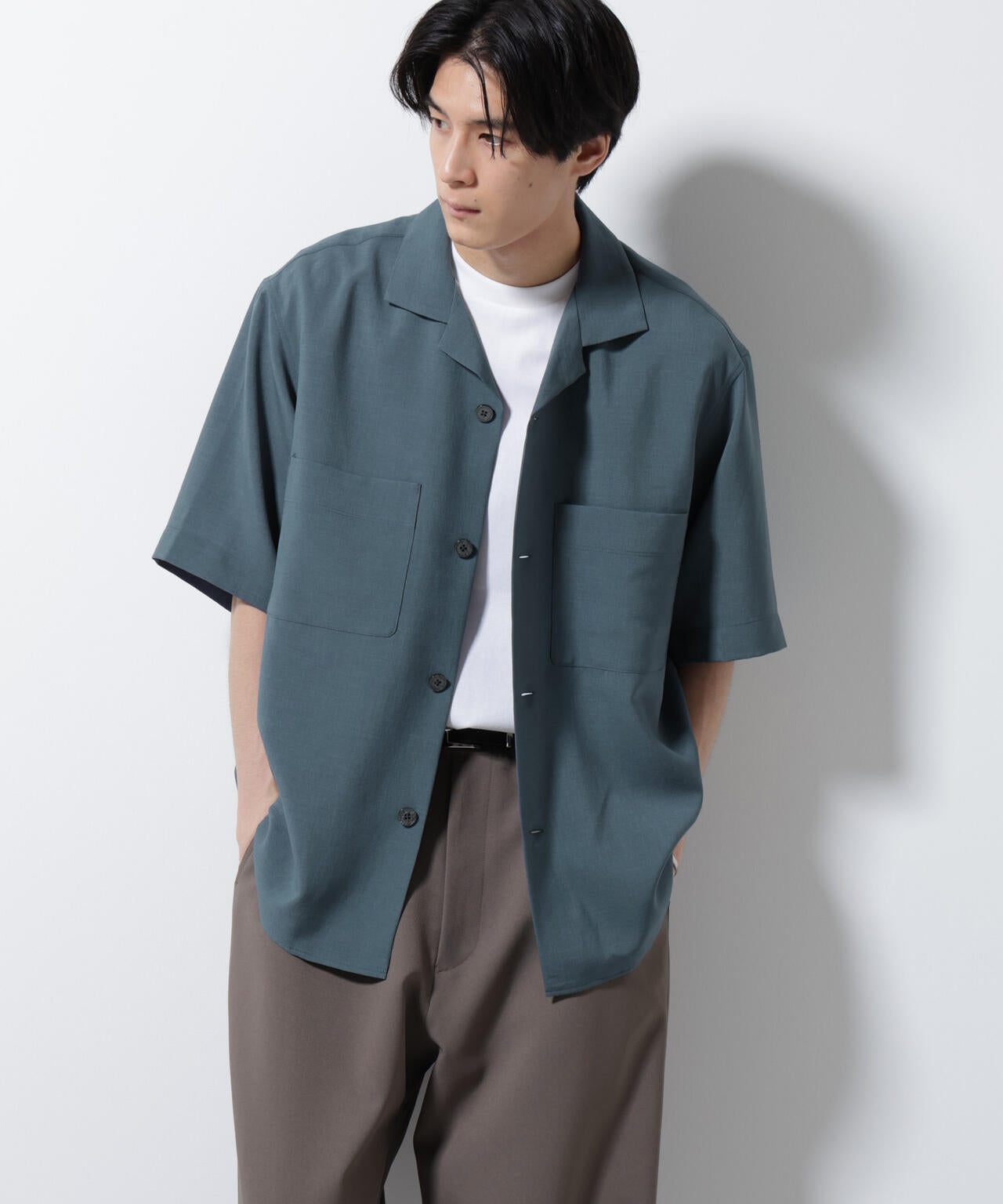 メランジドライオープンカラーシャツ(セットアップ可) 6685221204