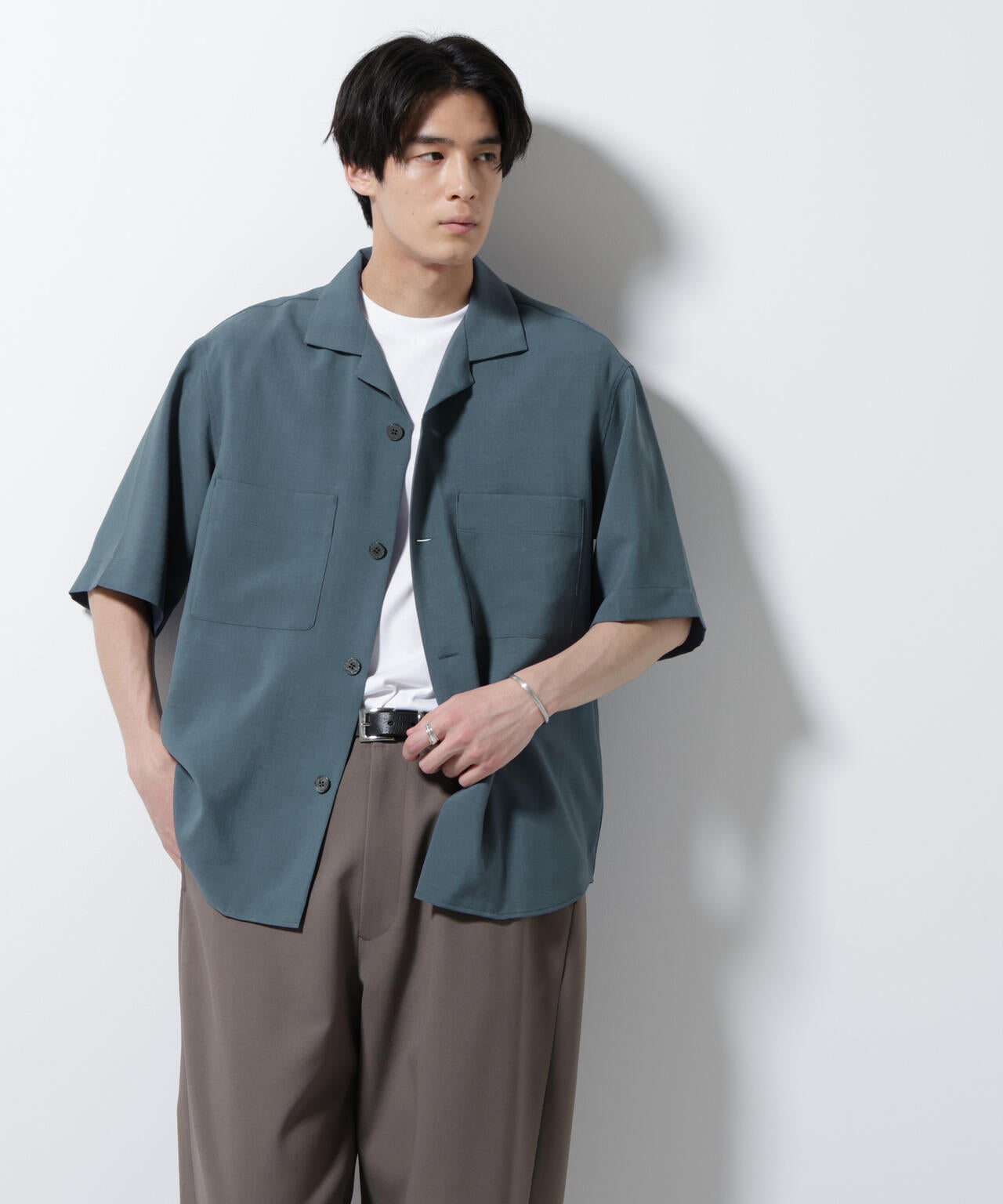 メランジドライオープンカラーシャツ(セットアップ可) 6685221204