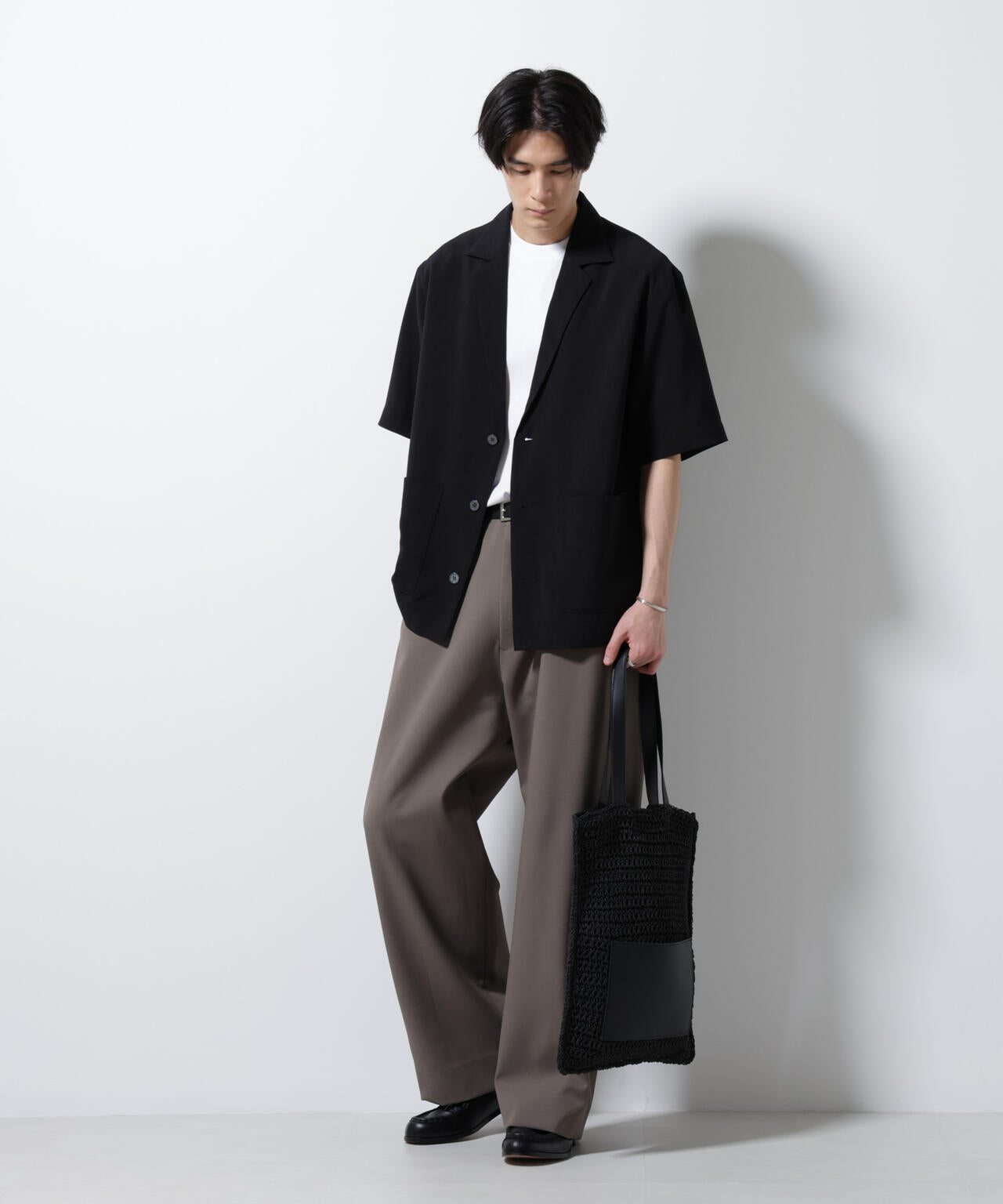 メランジドライシャツジャケット 半袖(セットアップ可) 6685221205