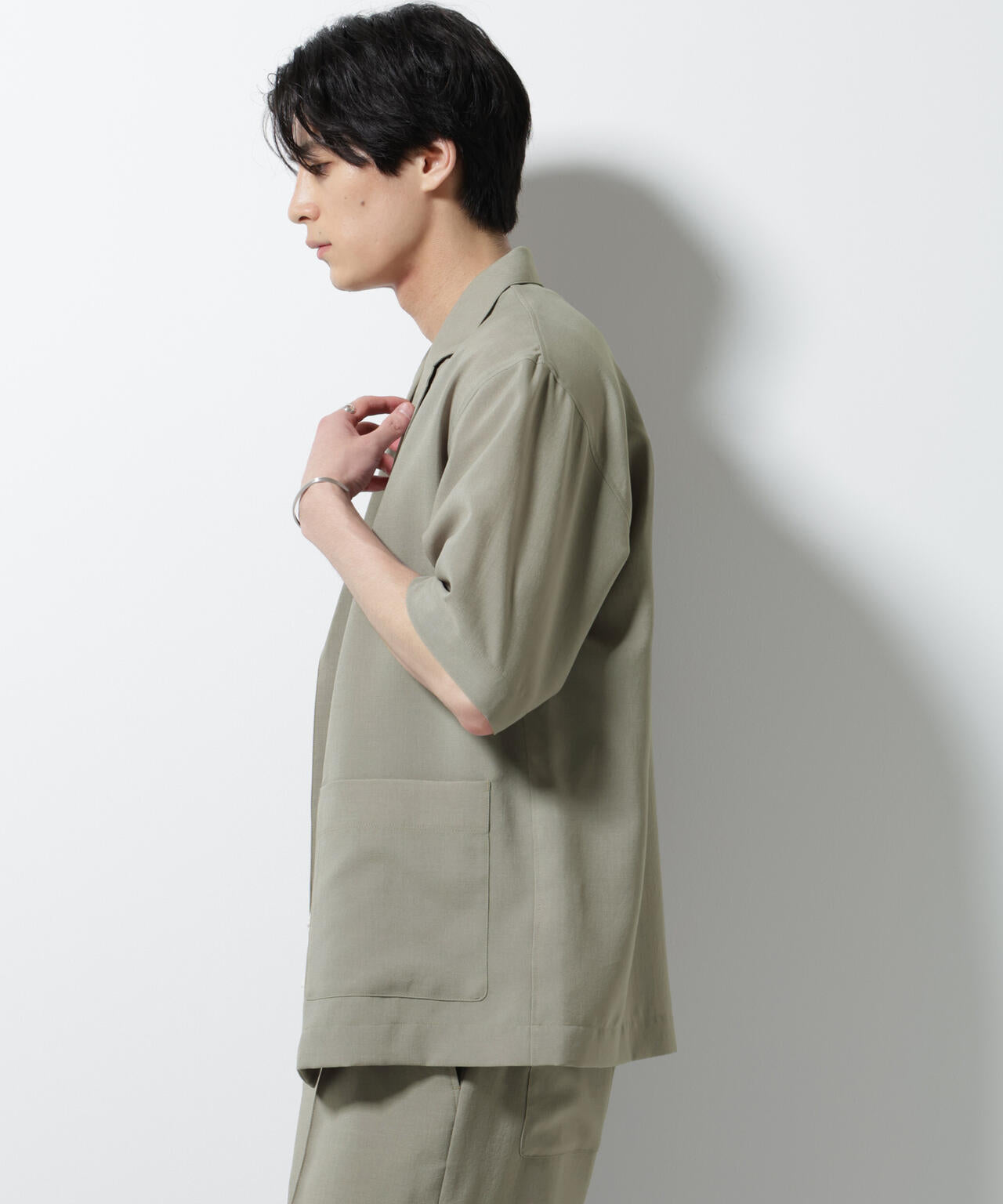 メランジドライシャツジャケット 半袖(セットアップ可) 6685221205