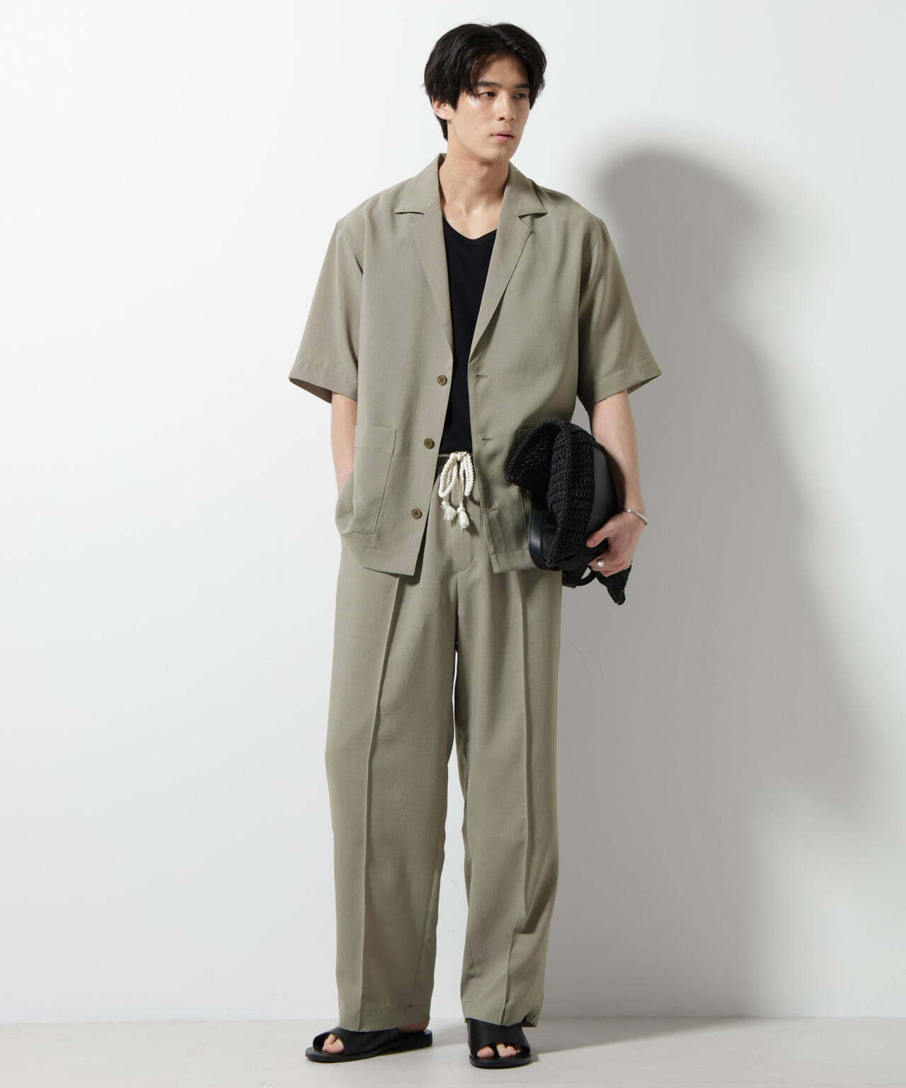 メランジドライシャツジャケット 半袖(セットアップ可) 6685221205